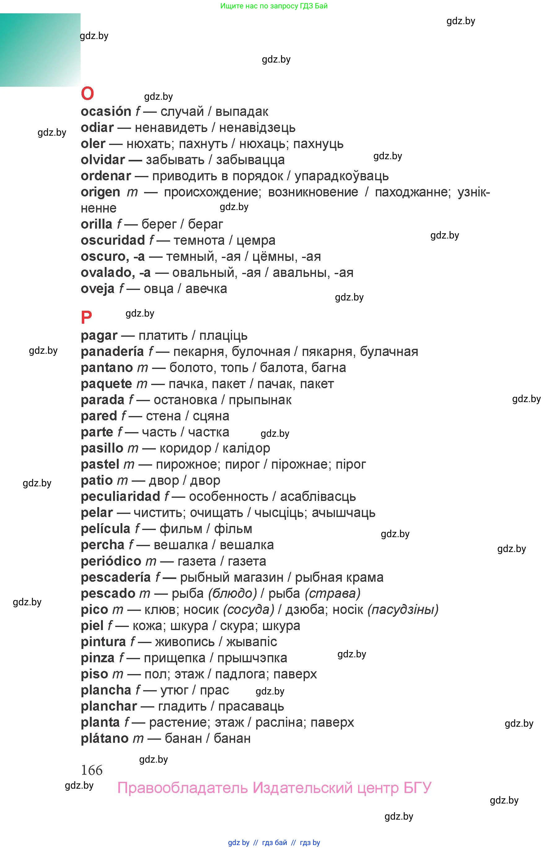 Испанский язык, 6 класс Учебник, авторы: Цыбулева Татьяна Эдуардовна, Пушкина Ольга Александровна, издательство Издательский центр БГУ, Минск, 2018, страница 166
