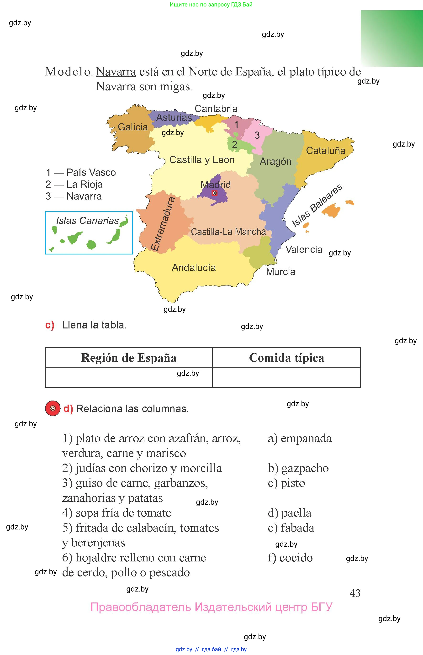 Испанский язык, 6 класс Учебник, авторы: Цыбулева Татьяна Эдуардовна, Пушкина Ольга Александровна, издательство Издательский центр БГУ, Минск, 2018, страница 43