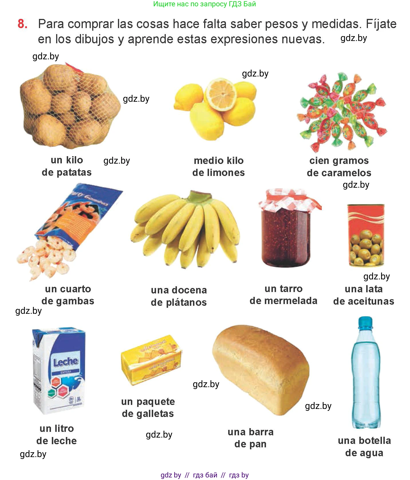 Испанский язык, 6 класс Учебник, авторы: Цыбулева Татьяна Эдуардовна, Пушкина Ольга Александровна, издательство Издательский центр БГУ, Минск, 2018, Часть 2, страница 9, номер 8, Условие