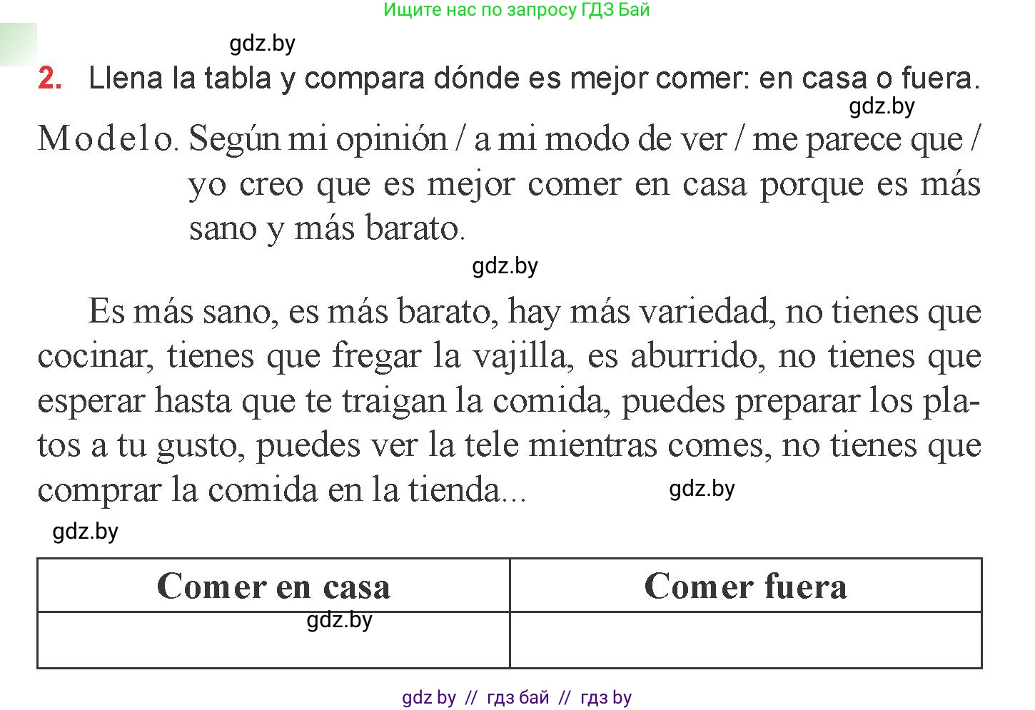 Испанский язык, 6 класс Учебник, авторы: Цыбулева Татьяна Эдуардовна, Пушкина Ольга Александровна, издательство Издательский центр БГУ, Минск, 2018, Часть 2, страница 20, номер 2, Условие
