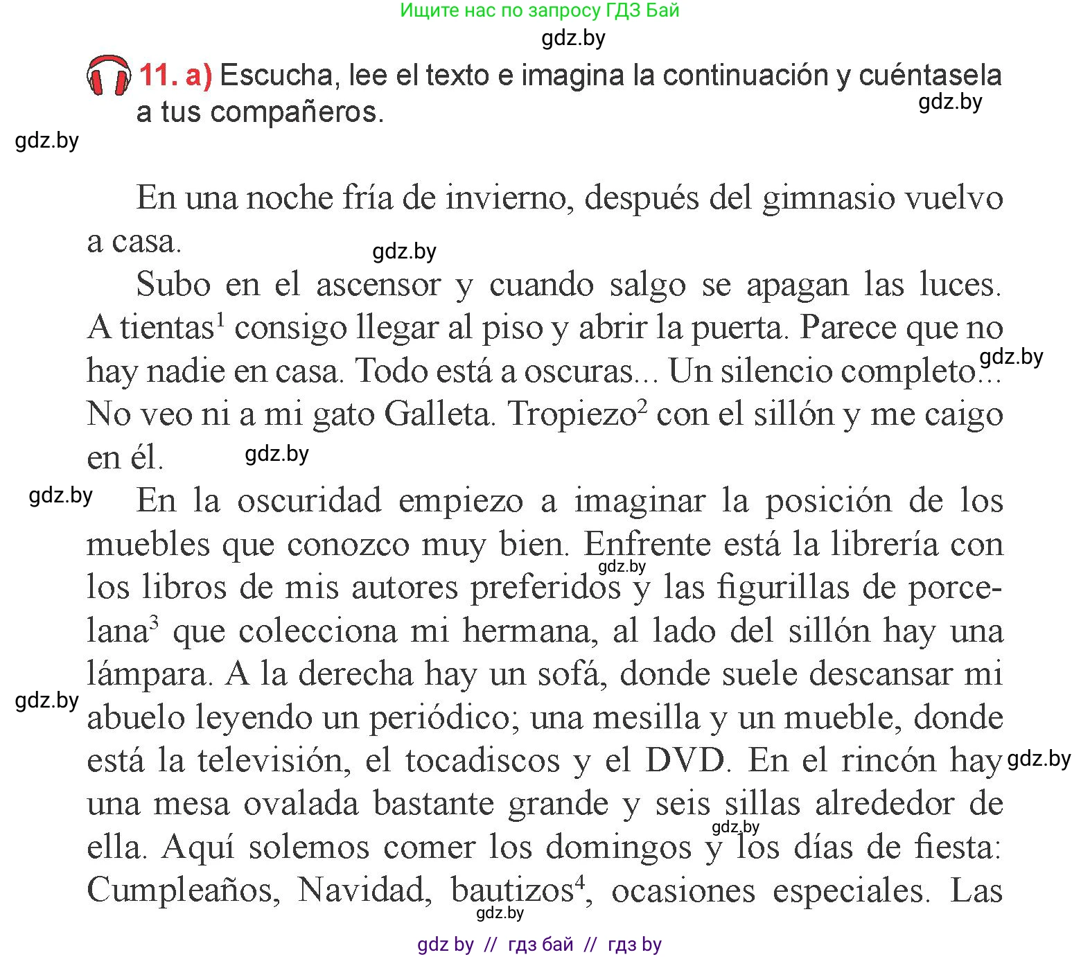 Испанский язык, 6 класс Учебник, авторы: Цыбулева Татьяна Эдуардовна, Пушкина Ольга Александровна, издательство Издательский центр БГУ, Минск, 2018, Часть 2, страница 61, номер 11, Условие