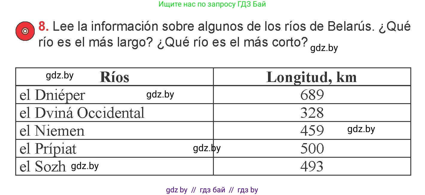 Испанский язык, 6 класс Учебник, авторы: Цыбулева Татьяна Эдуардовна, Пушкина Ольга Александровна, издательство Издательский центр БГУ, Минск, 2018, Часть 2, страница 90, номер 8, Условие