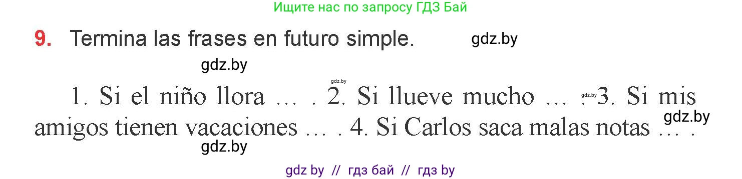 Испанский язык, 6 класс Учебник, авторы: Цыбулева Татьяна Эдуардовна, Пушкина Ольга Александровна, издательство Издательский центр БГУ, Минск, 2018, Часть 1, страница 134, номер 9, Условие