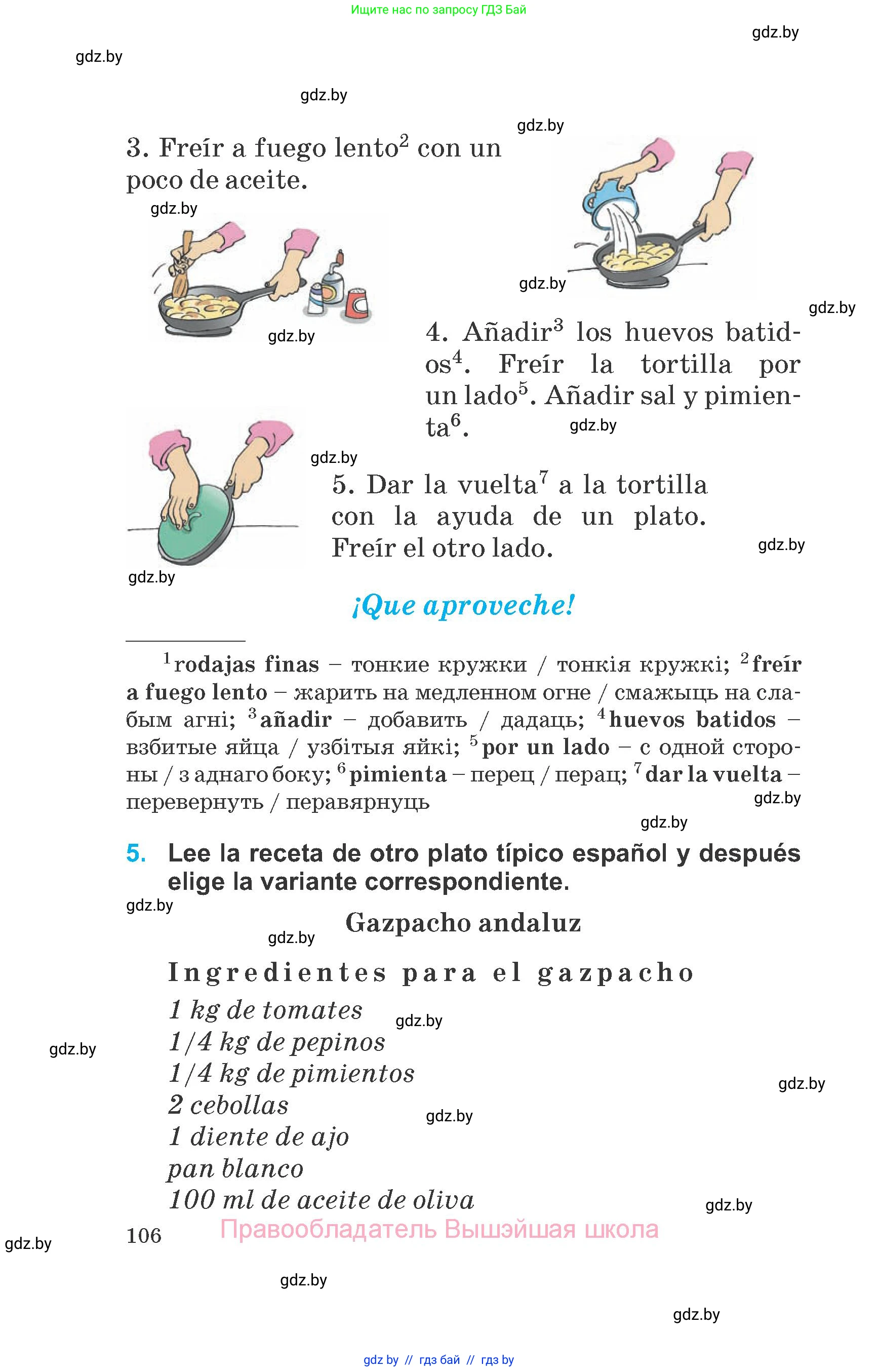 Испанский язык, 6 класс Учебник, автор: Гриневич Елена Карловна, издательство Вышэйшая школа, Минск, 2016, зелёного цвета, страница 106