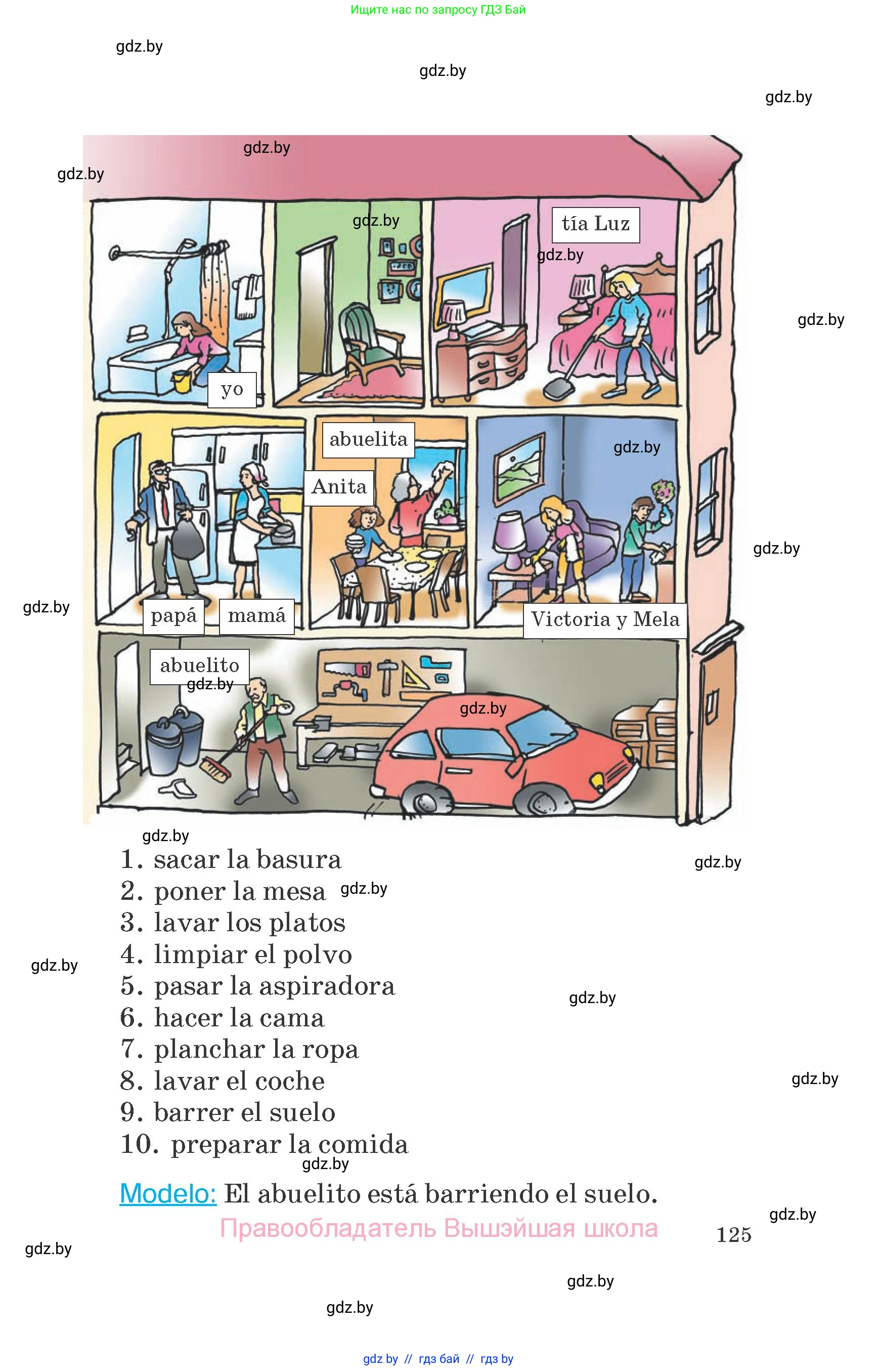 Испанский язык, 6 класс Учебник, автор: Гриневич Елена Карловна, издательство Вышэйшая школа, Минск, 2016, зелёного цвета, страница 125