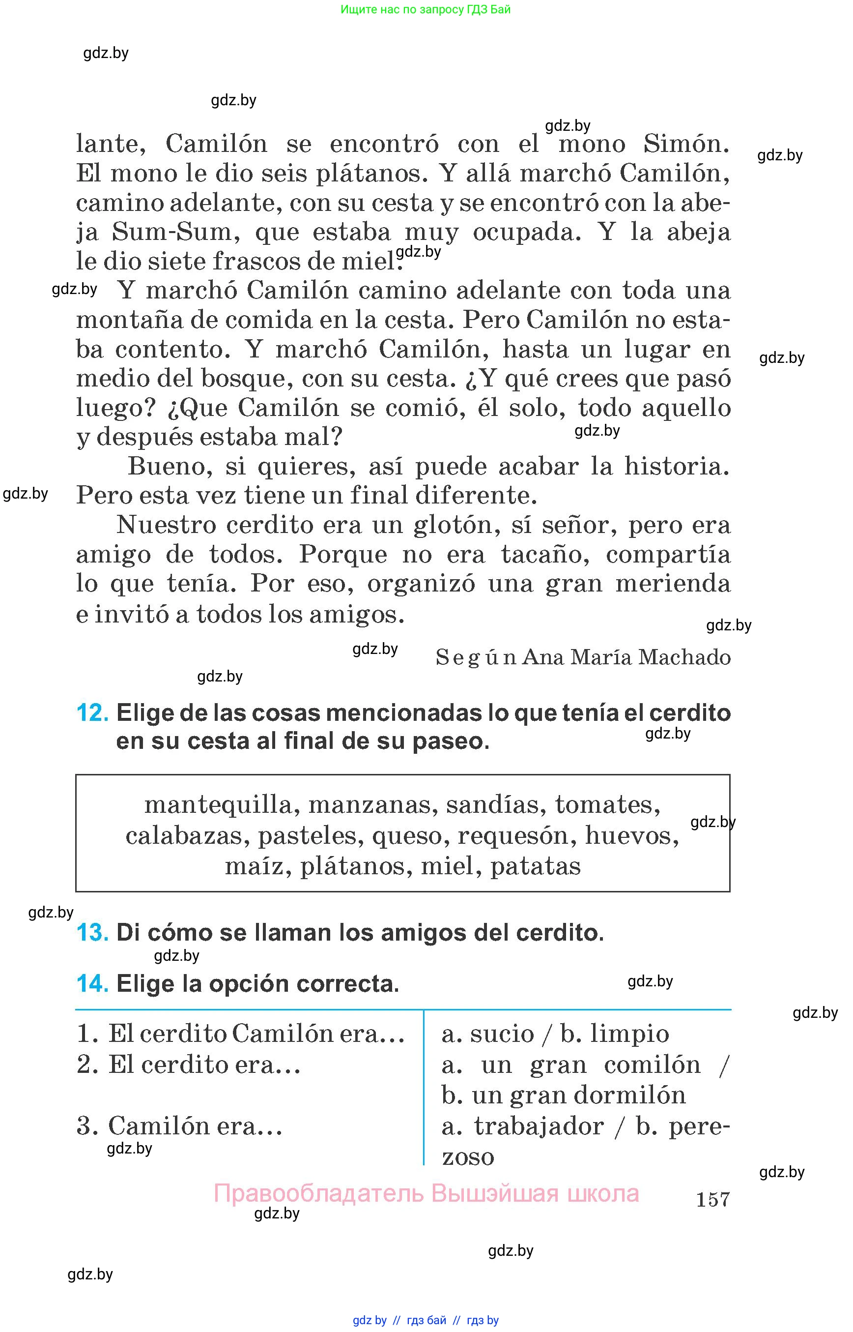 Испанский язык, 6 класс Учебник, автор: Гриневич Елена Карловна, издательство Вышэйшая школа, Минск, 2016, зелёного цвета, страница 157