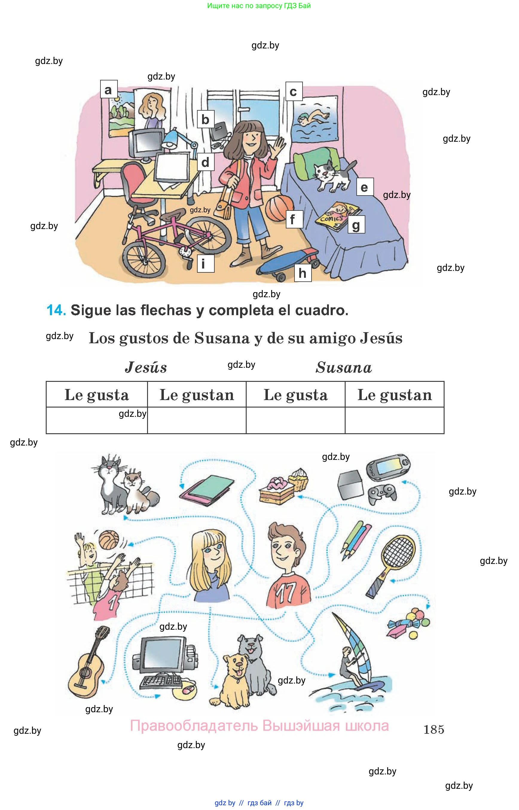 Испанский язык, 6 класс Учебник, автор: Гриневич Елена Карловна, издательство Вышэйшая школа, Минск, 2016, зелёного цвета, страница 185