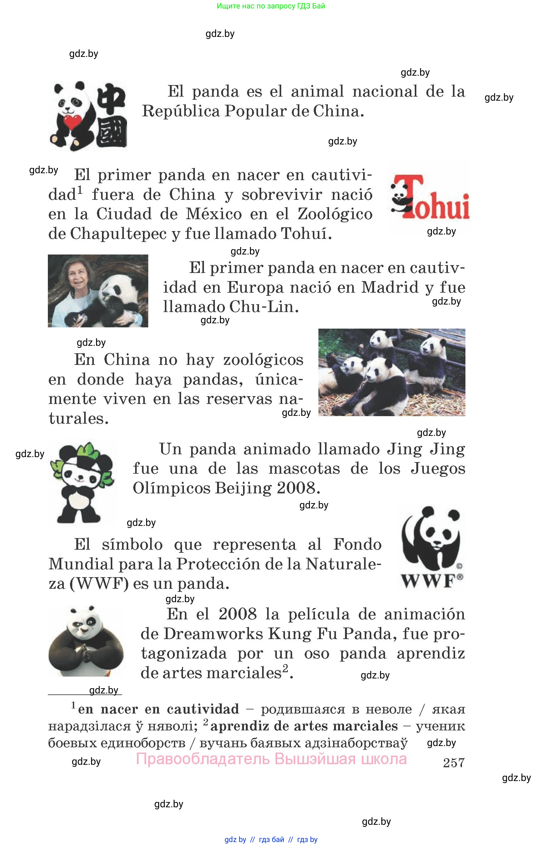 Испанский язык, 6 класс Учебник, автор: Гриневич Елена Карловна, издательство Вышэйшая школа, Минск, 2016, зелёного цвета, страница 257