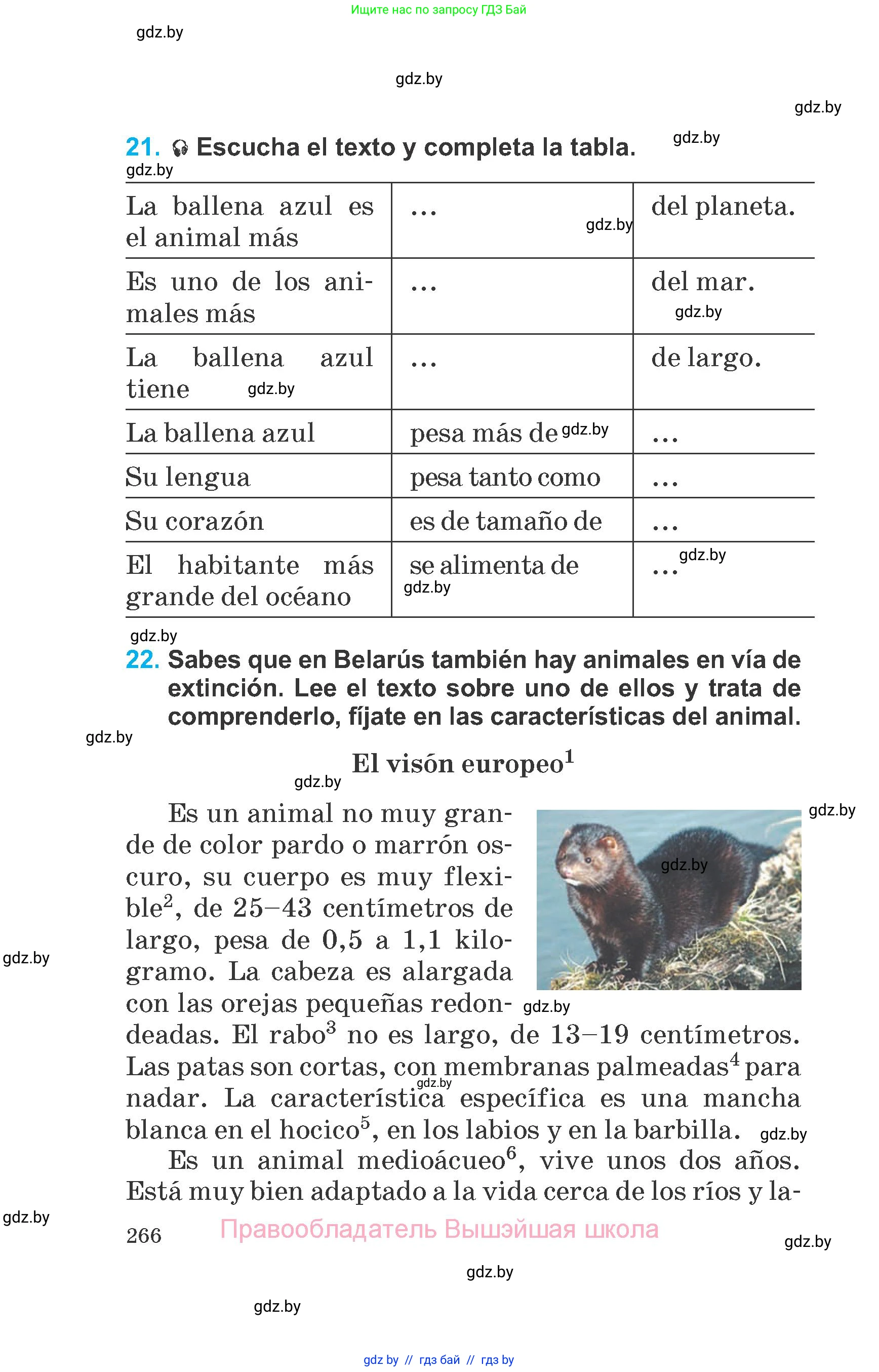 Испанский язык, 6 класс Учебник, автор: Гриневич Елена Карловна, издательство Вышэйшая школа, Минск, 2016, зелёного цвета, страница 266