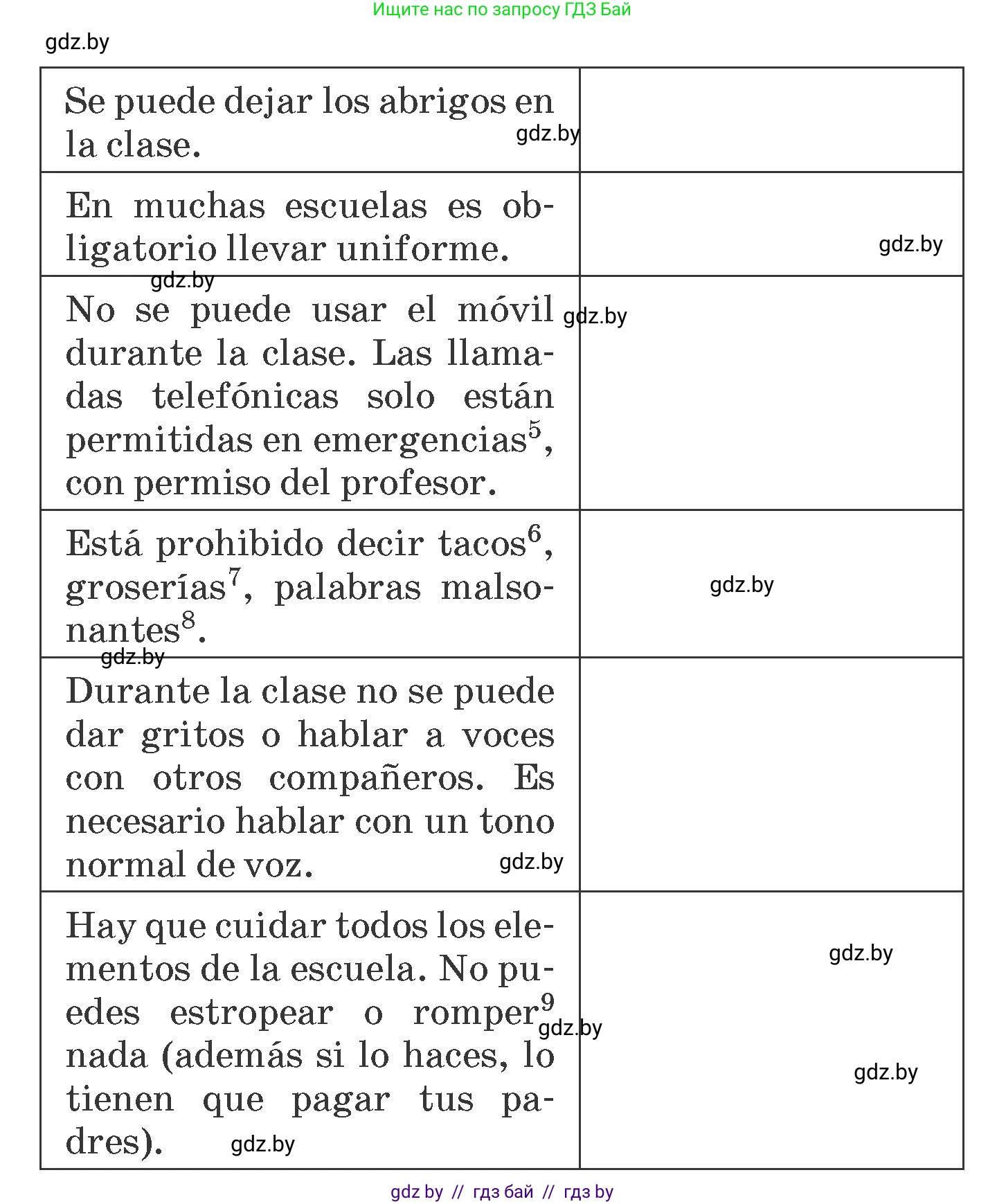 Испанский язык, 6 класс Учебник, автор: Гриневич Елена Карловна, издательство Вышэйшая школа, Минск, 2016, зелёного цвета, страница 60, номер 13, Условие (продолжение 2)