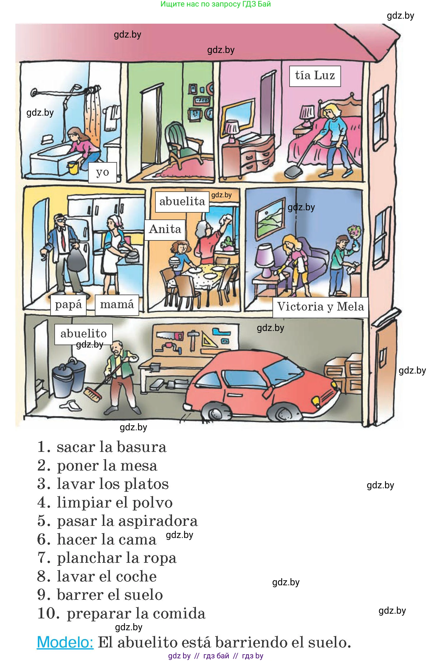 Испанский язык, 6 класс Учебник, автор: Гриневич Елена Карловна, издательство Вышэйшая школа, Минск, 2016, зелёного цвета, страница 124, номер 11, Условие (продолжение 2)