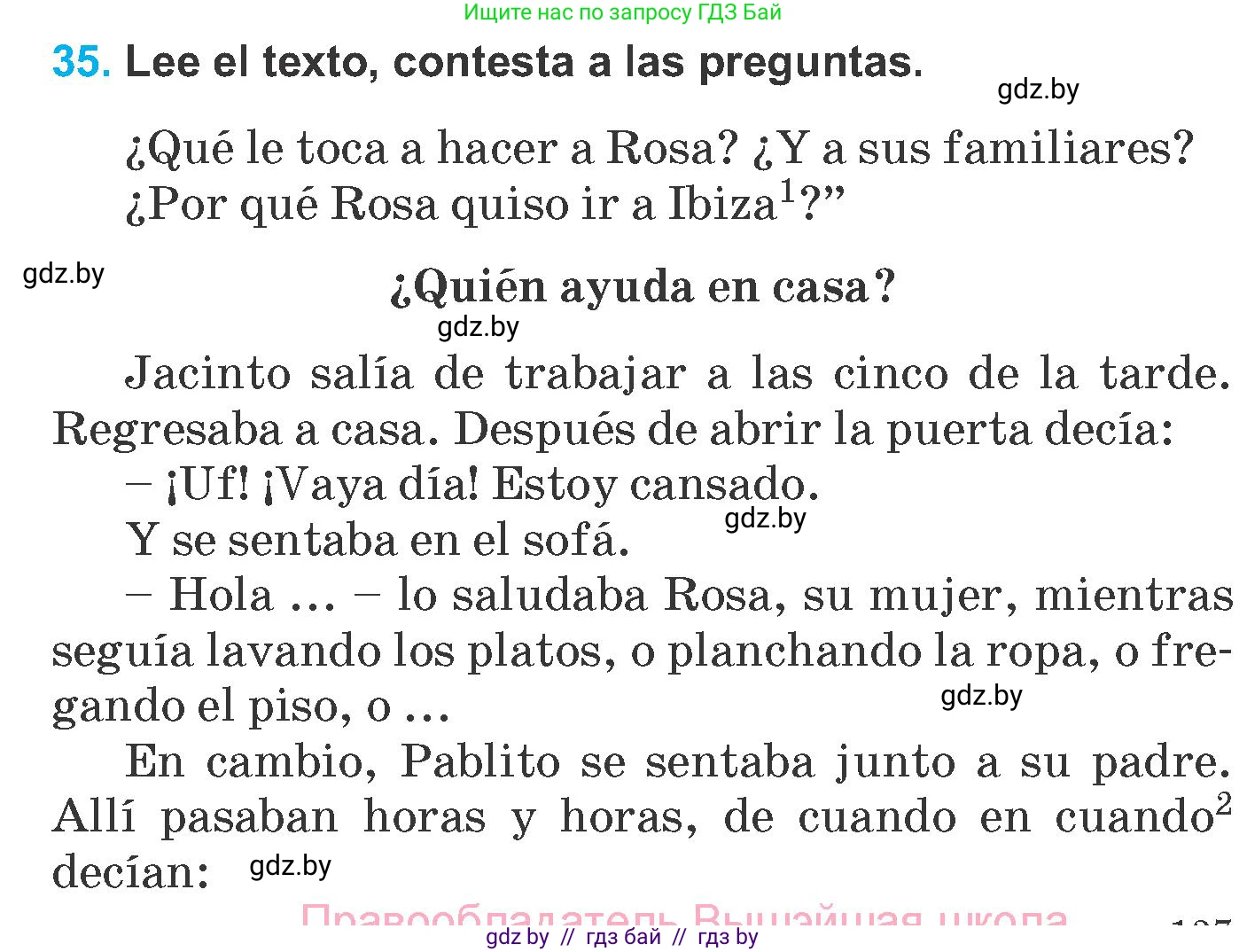 Испанский язык, 6 класс Учебник, автор: Гриневич Елена Карловна, издательство Вышэйшая школа, Минск, 2016, зелёного цвета, страница 137, номер 35, Условие