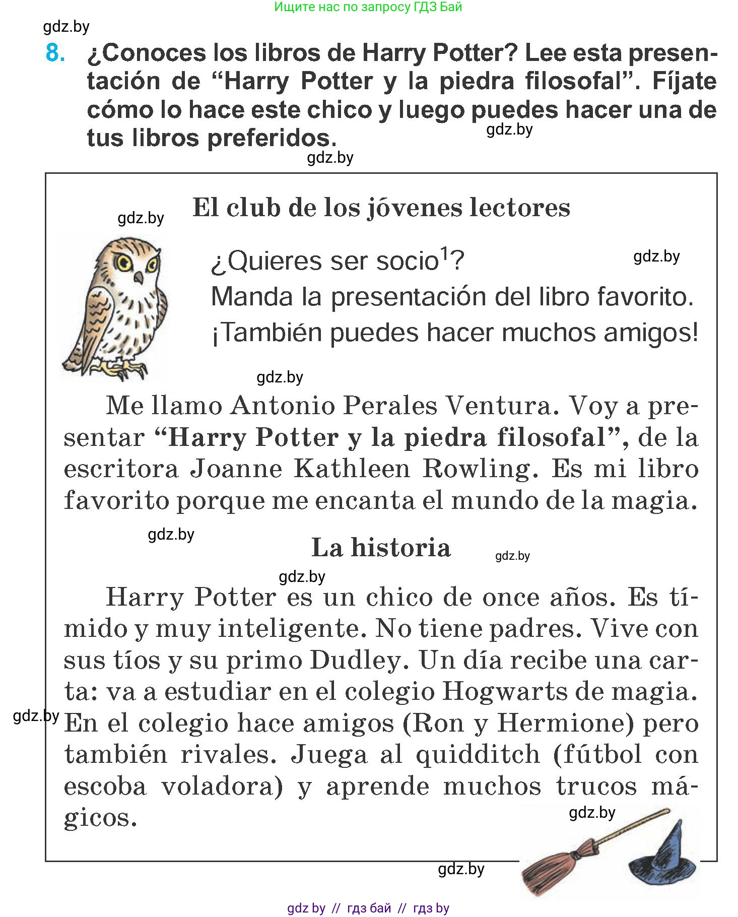 Испанский язык, 6 класс Учебник, автор: Гриневич Елена Карловна, издательство Вышэйшая школа, Минск, 2016, зелёного цвета, страница 153, номер 8, Условие