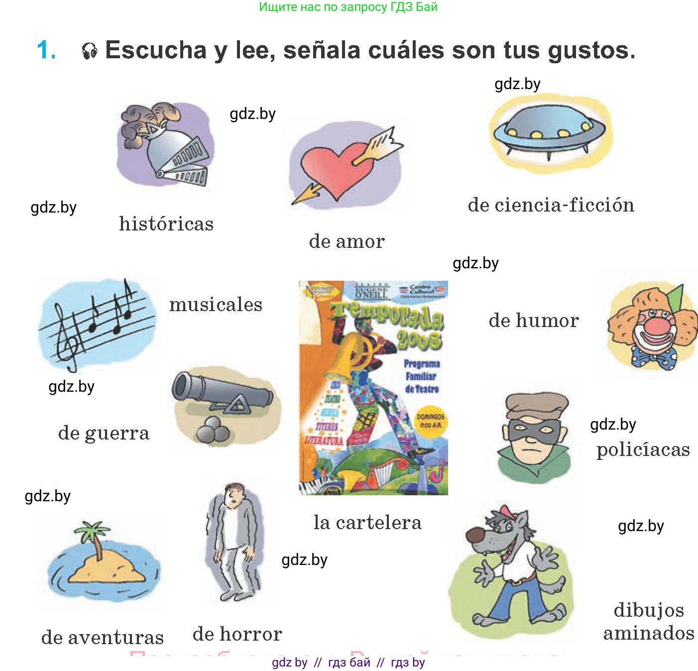 Испанский язык, 6 класс Учебник, автор: Гриневич Елена Карловна, издательство Вышэйшая школа, Минск, 2016, зелёного цвета, страница 168, номер 1, Условие