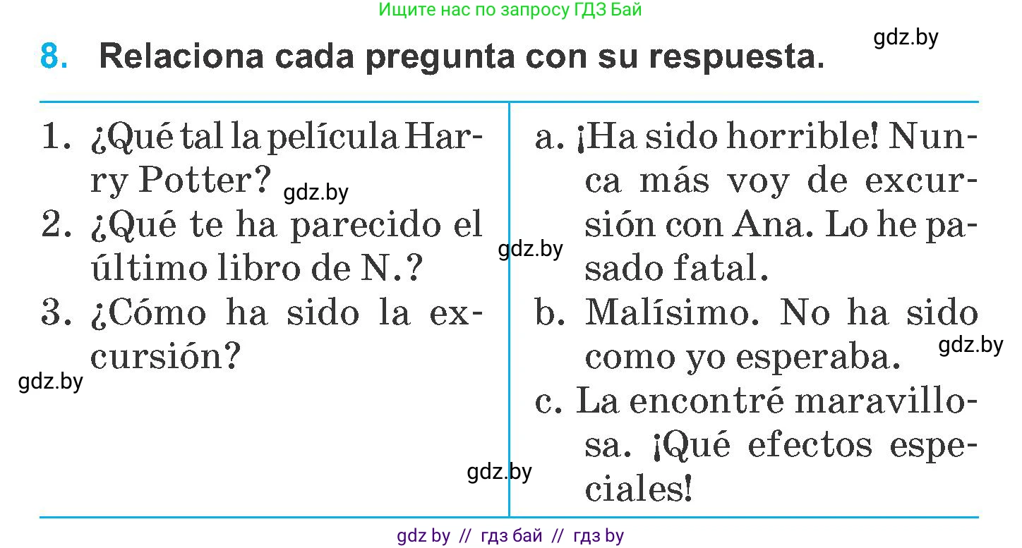 Испанский язык, 6 класс Учебник, автор: Гриневич Елена Карловна, издательство Вышэйшая школа, Минск, 2016, зелёного цвета, страница 172, номер 8, Условие