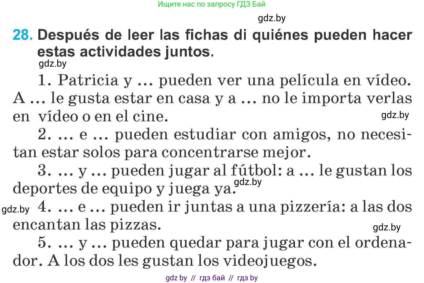 Испанский язык, 6 класс Учебник, автор: Гриневич Елена Карловна, издательство Вышэйшая школа, Минск, 2016, зелёного цвета, страница 193, номер 28, Условие