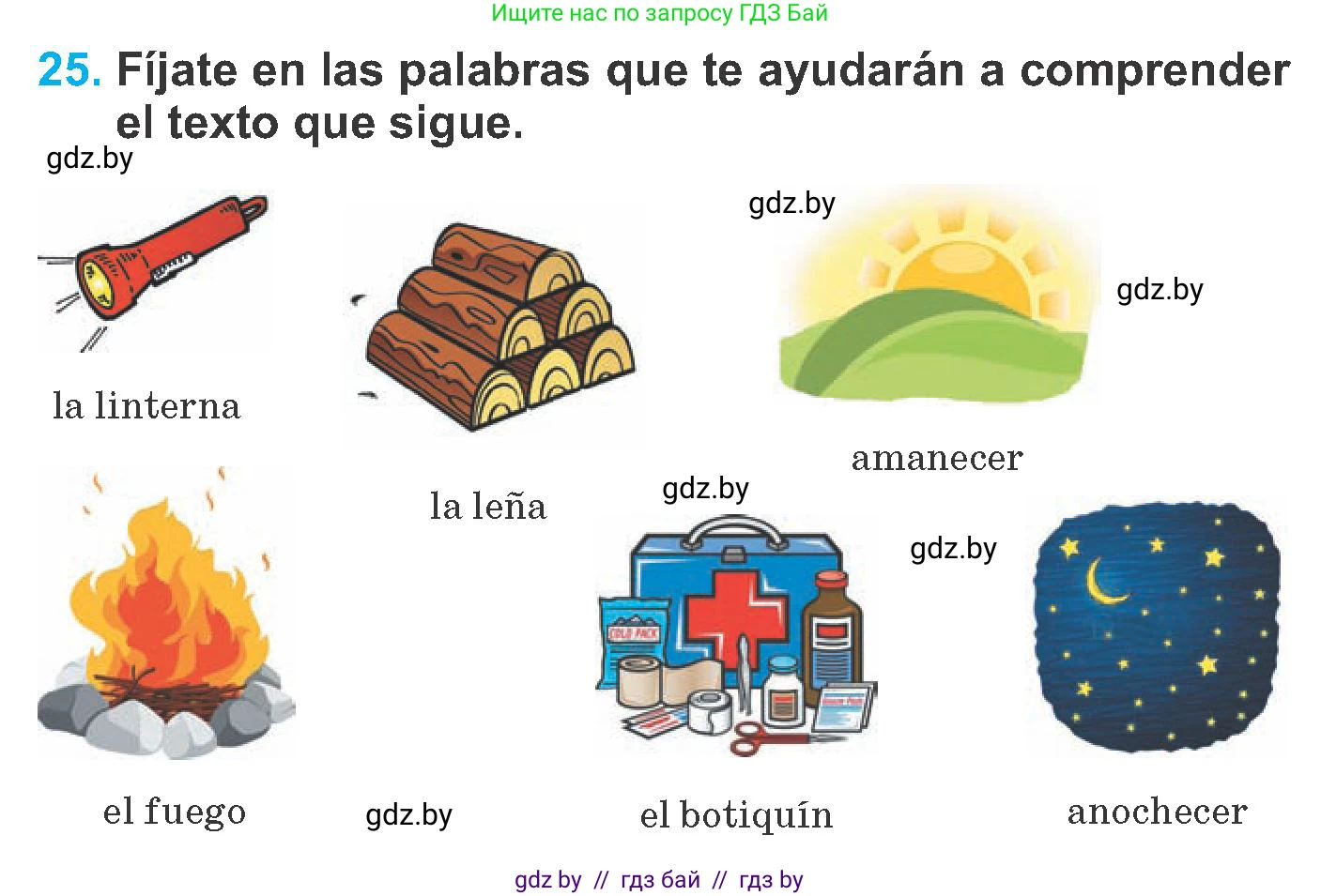 Испанский язык, 6 класс Учебник, автор: Гриневич Елена Карловна, издательство Вышэйшая школа, Минск, 2016, зелёного цвета, страница 218, номер 25, Условие