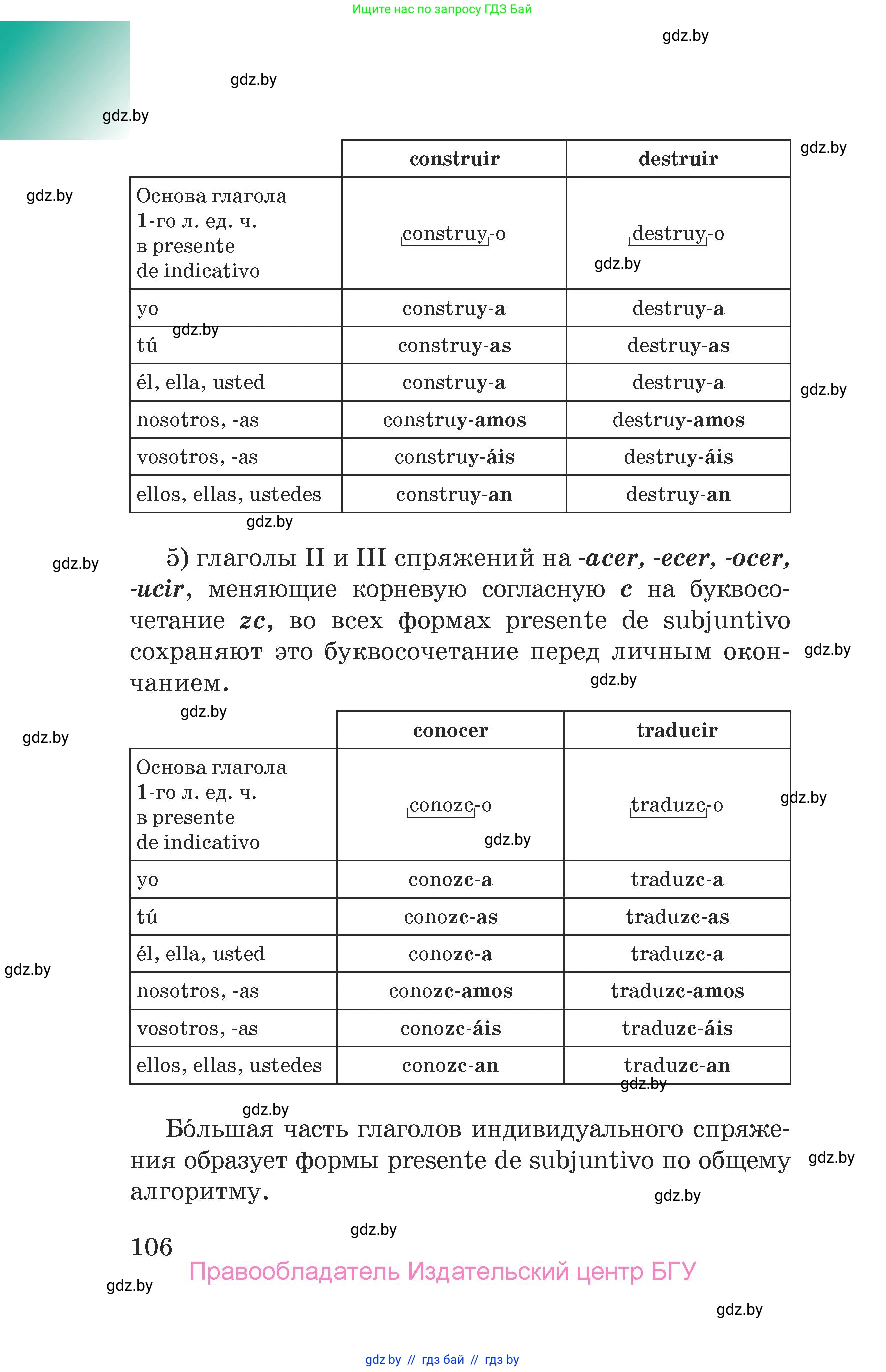 Испанский язык, 7 класс Учебник, авторы: Цыбулева Татьяна Эдуардовна, Пушкина Ольга Александровна, Карпиевич Галина Константиновна, издательство Издательский центр БГУ, Минск, 2019, бирюзового цвета, страница 106