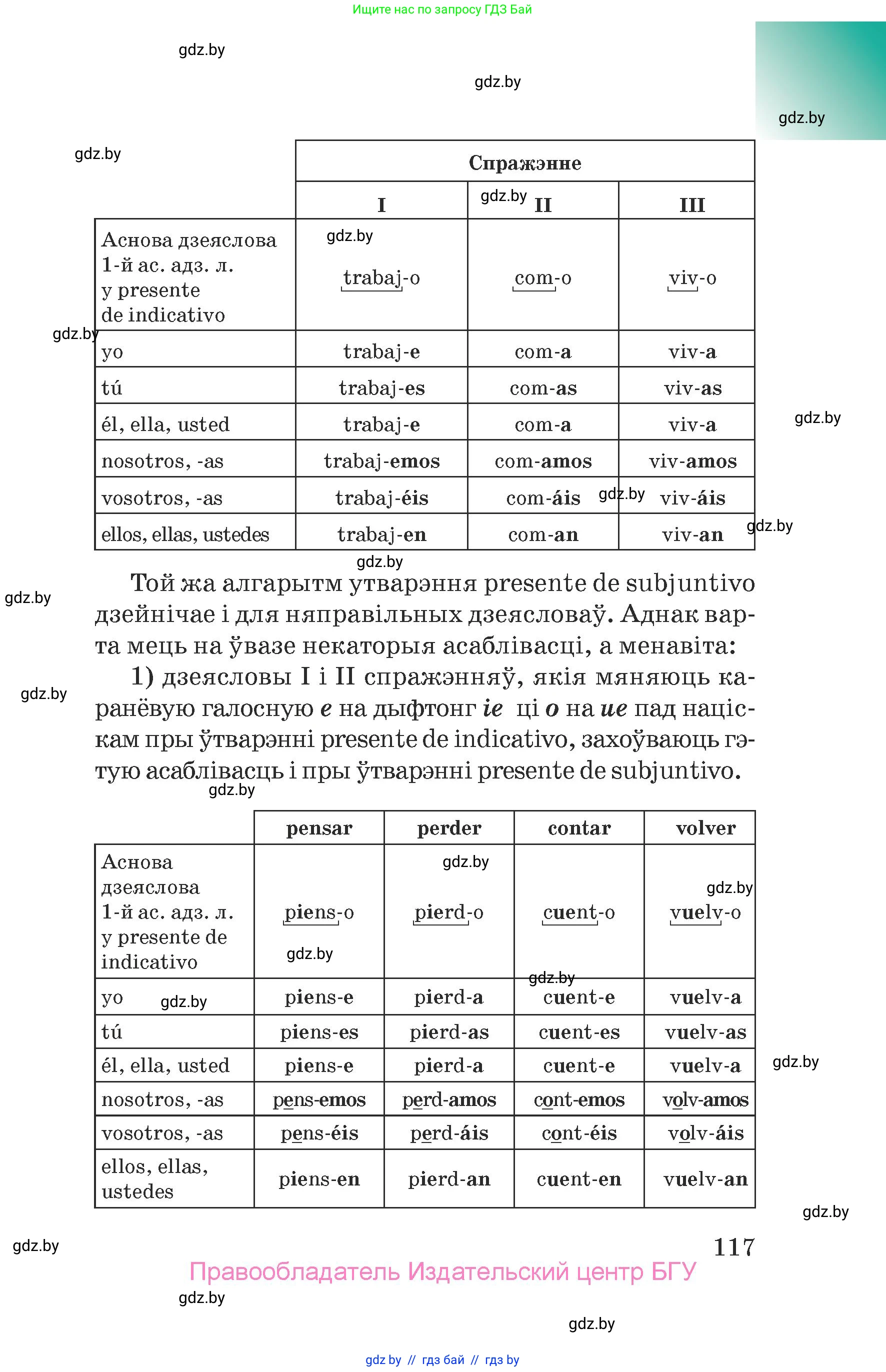 Испанский язык, 7 класс Учебник, авторы: Цыбулева Татьяна Эдуардовна, Пушкина Ольга Александровна, Карпиевич Галина Константиновна, издательство Издательский центр БГУ, Минск, 2019, бирюзового цвета, страница 117