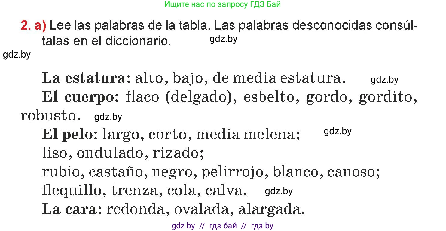 Испанский язык, 7 класс Учебник, авторы: Цыбулева Татьяна Эдуардовна, Пушкина Ольга Александровна, Карпиевич Галина Константиновна, издательство Издательский центр БГУ, Минск, 2019, бирюзового цвета, Часть 1, страница 36, номер 2, Условие