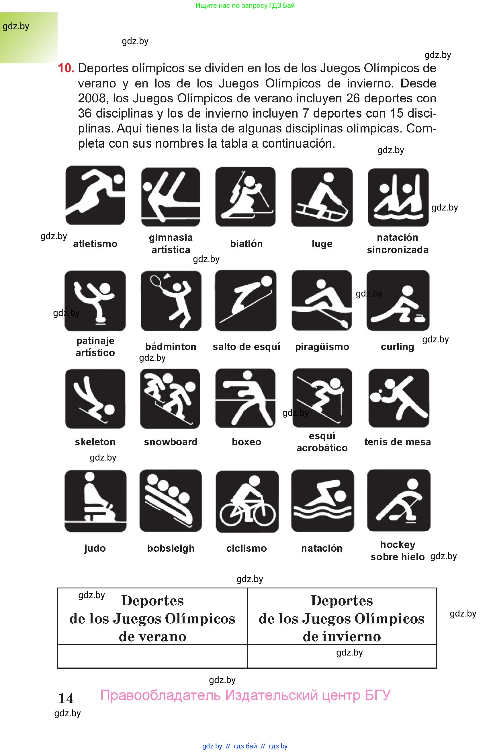 Испанский язык, 7 класс Учебник, авторы: Цыбулева Татьяна Эдуардовна, Пушкина Ольга Александровна, Карпиевич Галина Константиновна, издательство Издательский центр БГУ, Минск, 2019, бирюзового цвета, Часть 2, страница 14