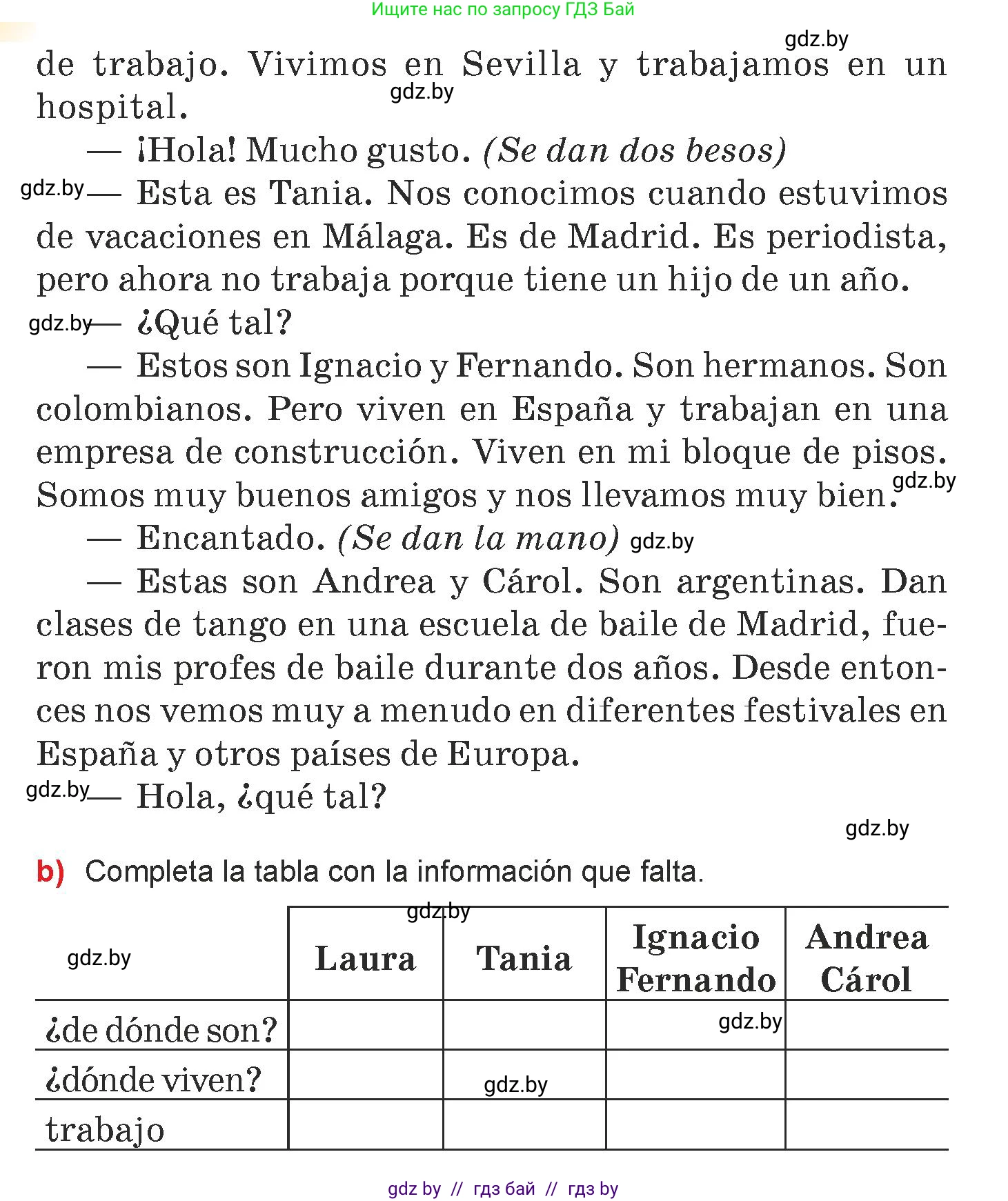 Испанский язык, 7 класс Учебник, авторы: Цыбулева Татьяна Эдуардовна, Пушкина Ольга Александровна, Карпиевич Галина Константиновна, издательство Издательский центр БГУ, Минск, 2019, бирюзового цвета, Часть 1, страница 71, номер 5, Условие (продолжение 2)