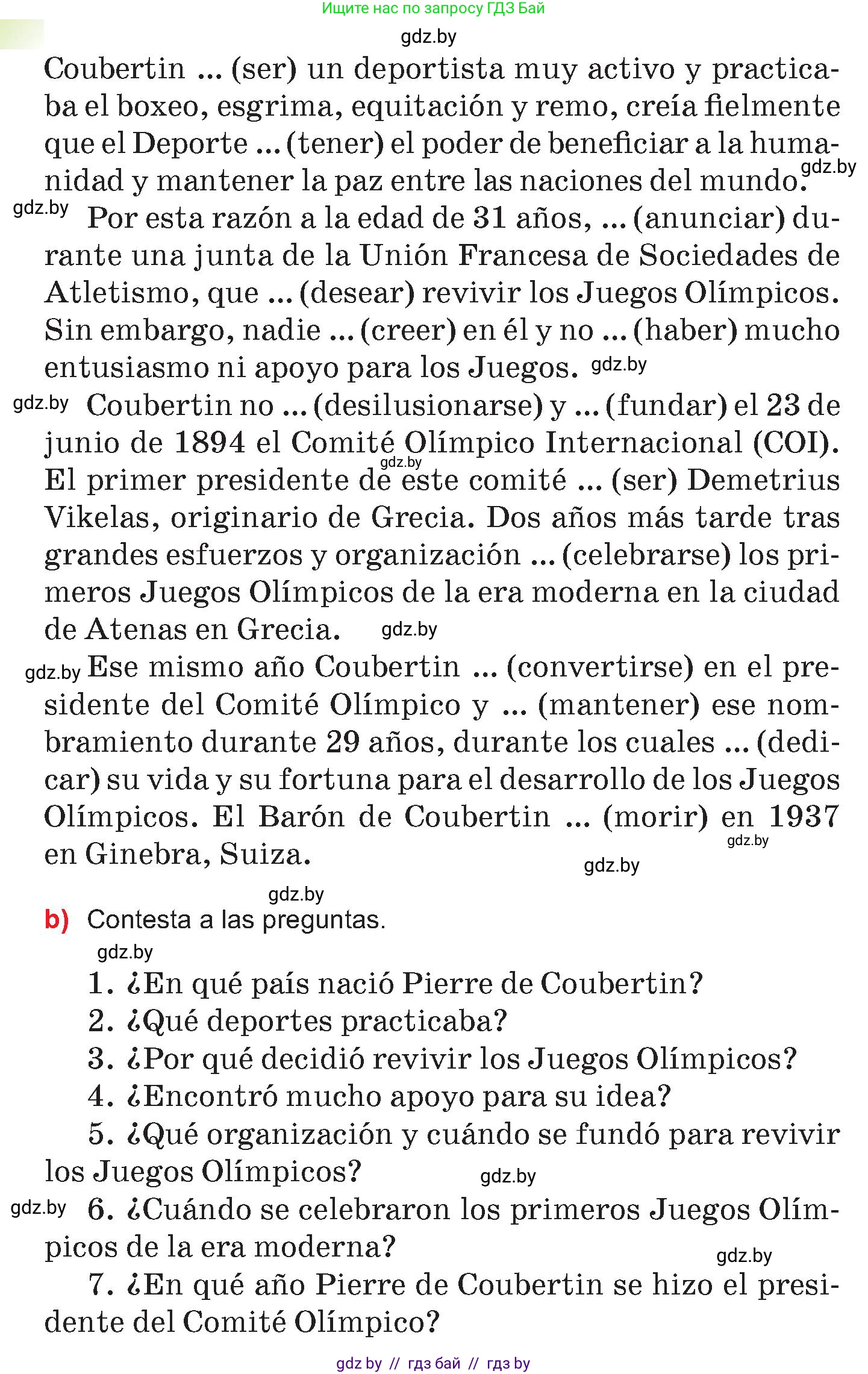 Испанский язык, 7 класс Учебник, авторы: Цыбулева Татьяна Эдуардовна, Пушкина Ольга Александровна, Карпиевич Галина Константиновна, издательство Издательский центр БГУ, Минск, 2019, бирюзового цвета, Часть 2, страница 9, номер 5, Условие (продолжение 2)