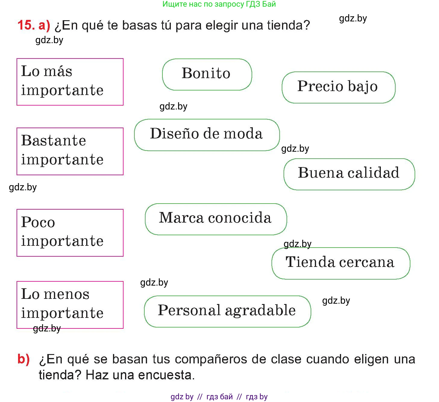 Испанский язык, 7 класс Учебник, авторы: Цыбулева Татьяна Эдуардовна, Пушкина Ольга Александровна, Карпиевич Галина Константиновна, издательство Издательский центр БГУ, Минск, 2019, бирюзового цвета, Часть 2, страница 62, номер 15, Условие