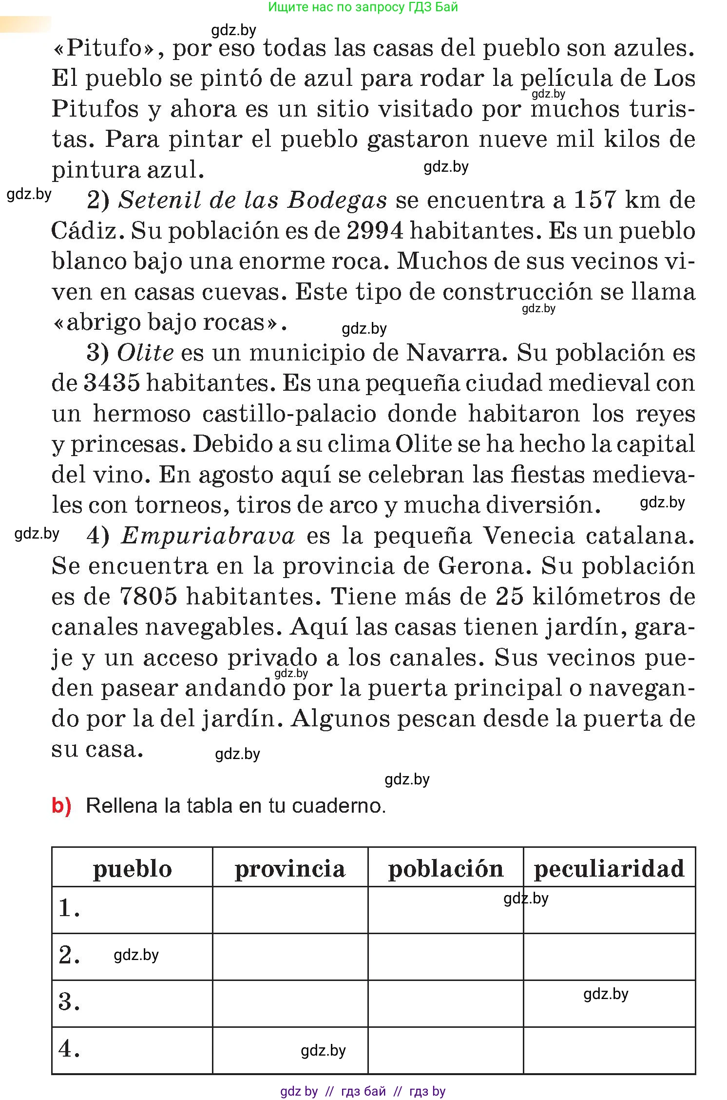 Испанский язык, 7 класс Учебник, авторы: Цыбулева Татьяна Эдуардовна, Пушкина Ольга Александровна, Карпиевич Галина Константиновна, издательство Издательский центр БГУ, Минск, 2019, бирюзового цвета, Часть 2, страница 125, номер 4, Условие (продолжение 2)