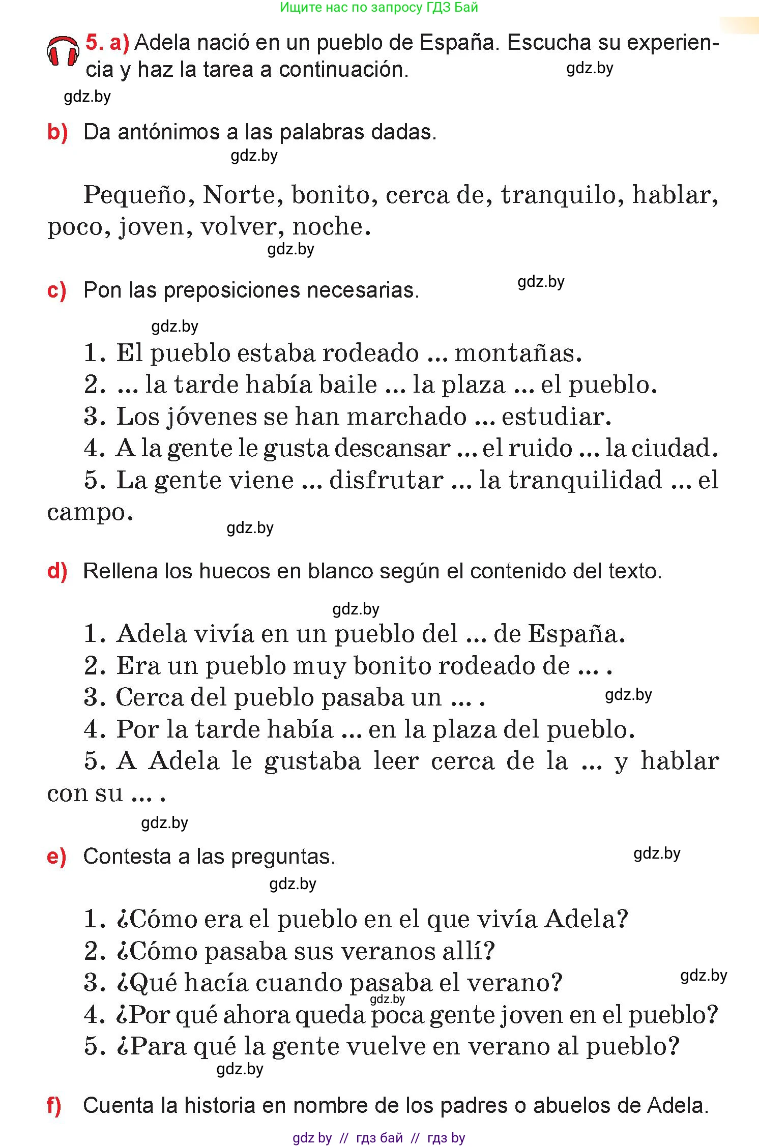 Испанский язык, 7 класс Учебник, авторы: Цыбулева Татьяна Эдуардовна, Пушкина Ольга Александровна, Карпиевич Галина Константиновна, издательство Издательский центр БГУ, Минск, 2019, бирюзового цвета, Часть 2, страница 127, номер 5, Условие