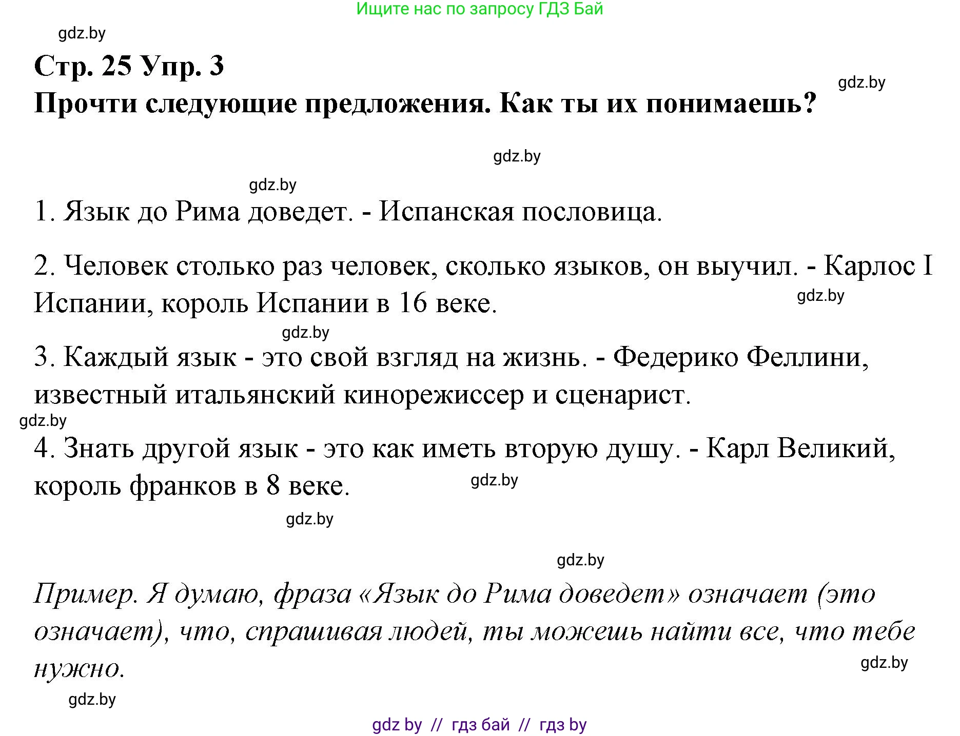 Испанский язык, 7 класс Учебник, авторы: Цыбулева Татьяна Эдуардовна, Пушкина Ольга Александровна, Карпиевич Галина Константиновна, издательство Издательский центр БГУ, Минск, 2019, бирюзового цвета, Часть 1, страница 25, номер 3, Решение
