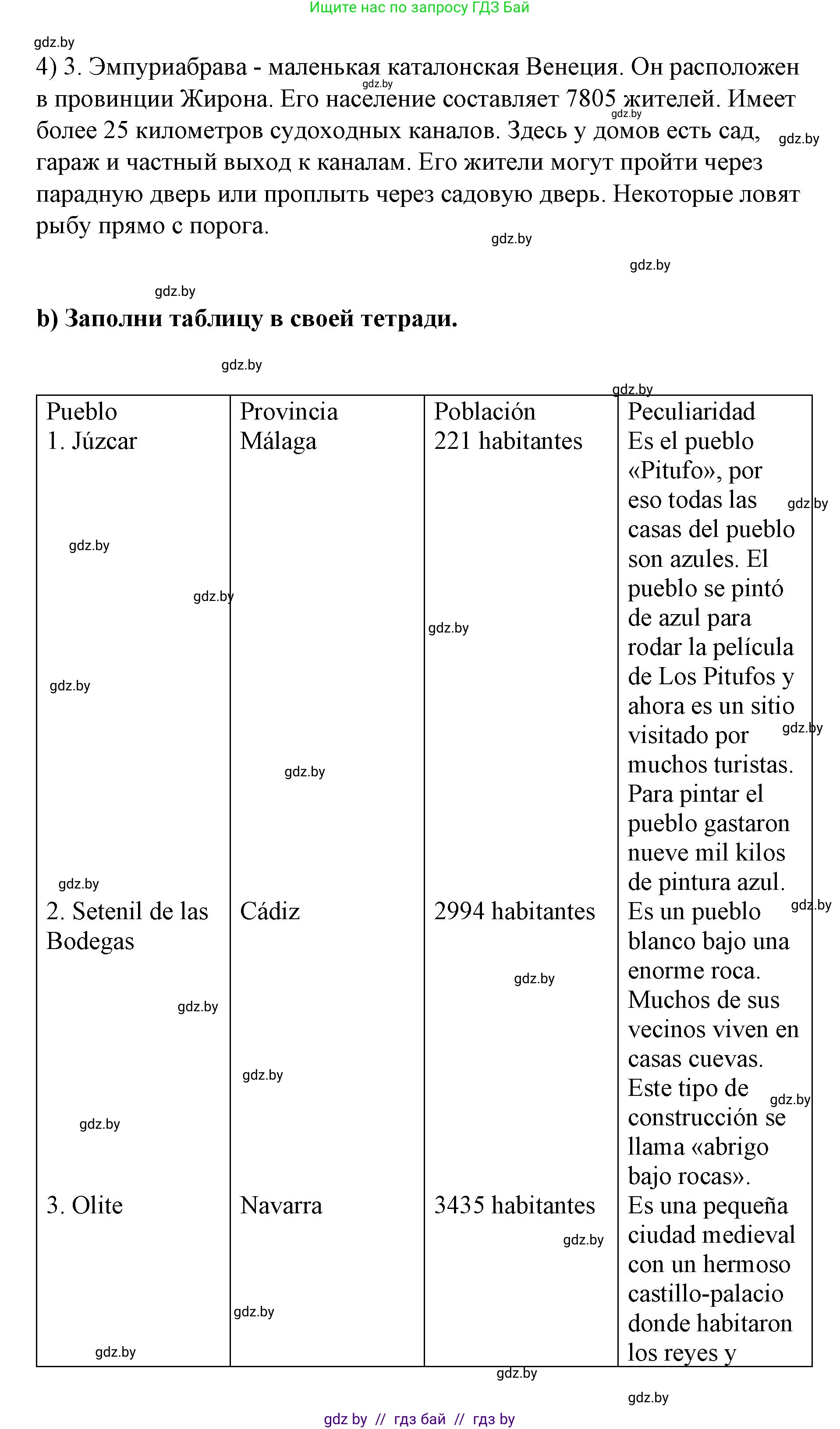 Испанский язык, 7 класс Учебник, авторы: Цыбулева Татьяна Эдуардовна, Пушкина Ольга Александровна, Карпиевич Галина Константиновна, издательство Издательский центр БГУ, Минск, 2019, бирюзового цвета, Часть 2, страница 125, номер 4, Решение (продолжение 2)