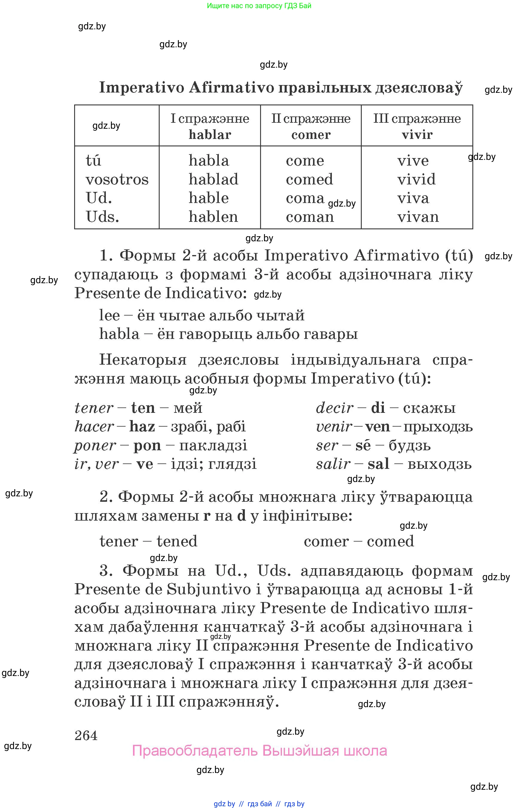 Испанский язык, 7 класс Учебник, автор: Гриневич Елена Карловна, издательство Вышэйшая школа, Минск, 2017, оранжевого цвета, страница 264