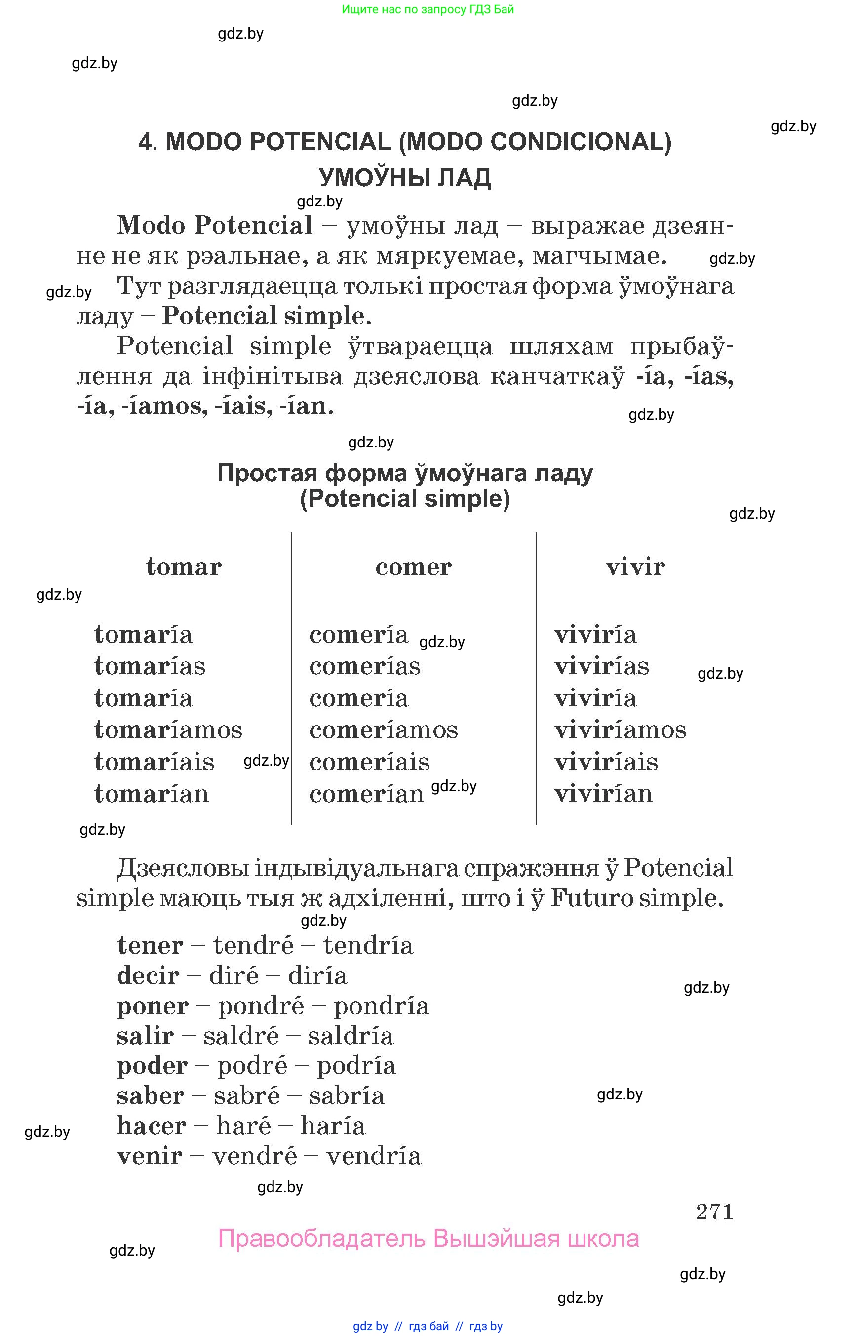 Испанский язык, 7 класс Учебник, автор: Гриневич Елена Карловна, издательство Вышэйшая школа, Минск, 2017, оранжевого цвета, страница 271