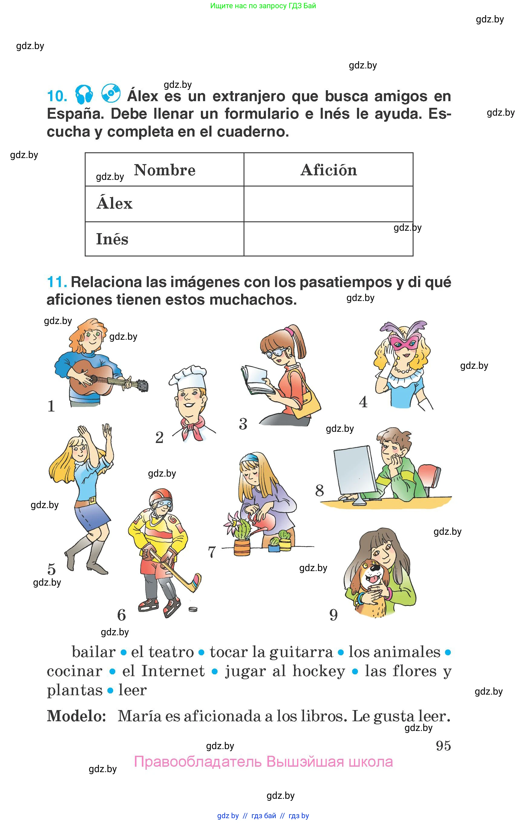 Испанский язык, 7 класс Учебник, автор: Гриневич Елена Карловна, издательство Вышэйшая школа, Минск, 2017, оранжевого цвета, страница 95