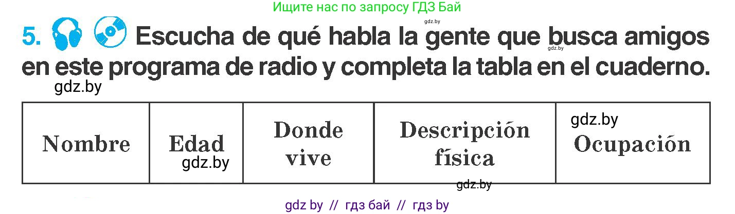 Испанский язык, 7 класс Учебник, автор: Гриневич Елена Карловна, издательство Вышэйшая школа, Минск, 2017, оранжевого цвета, страница 93, номер 5, Условие