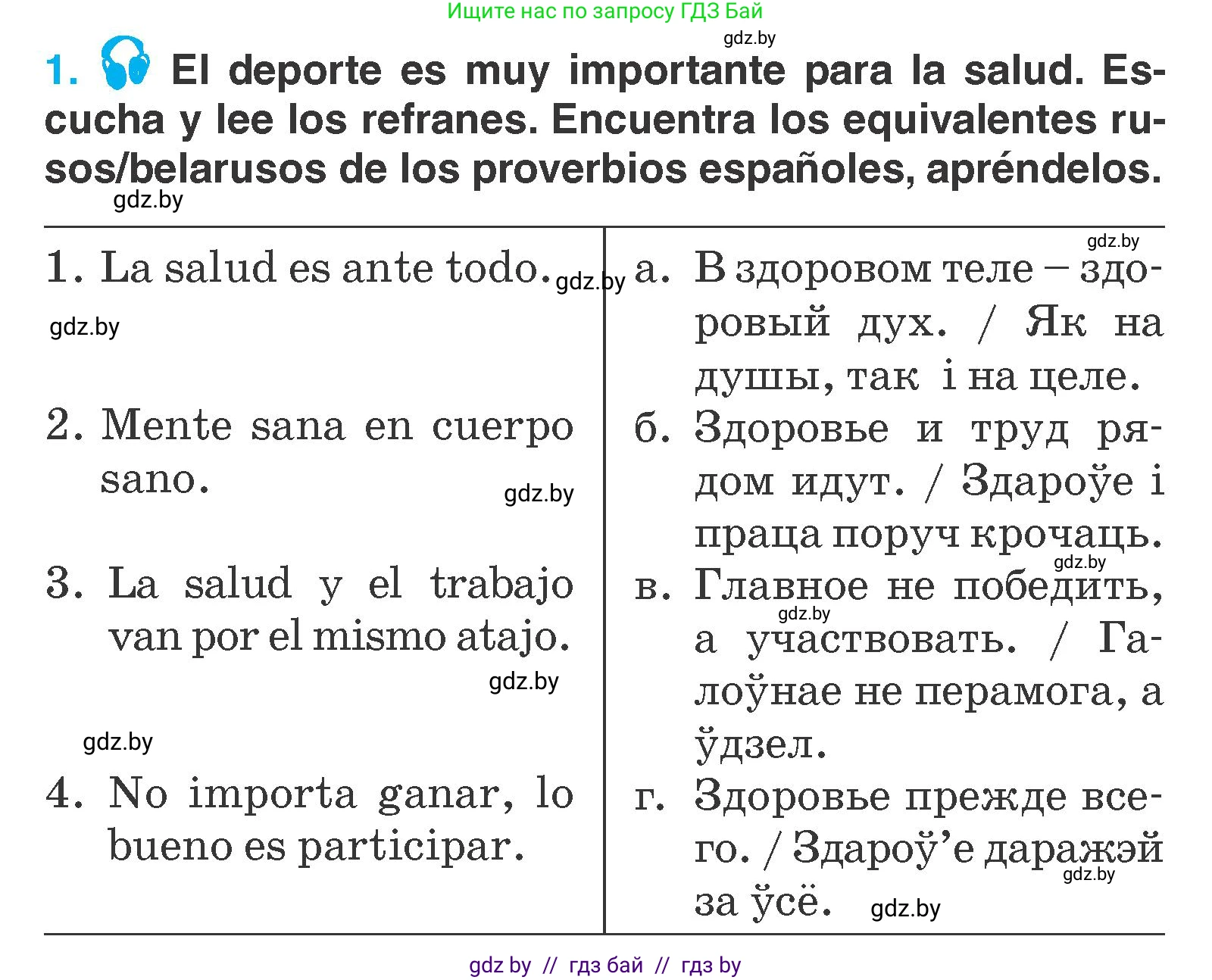 Испанский язык, 7 класс Учебник, автор: Гриневич Елена Карловна, издательство Вышэйшая школа, Минск, 2017, оранжевого цвета, страница 133, номер 1, Условие