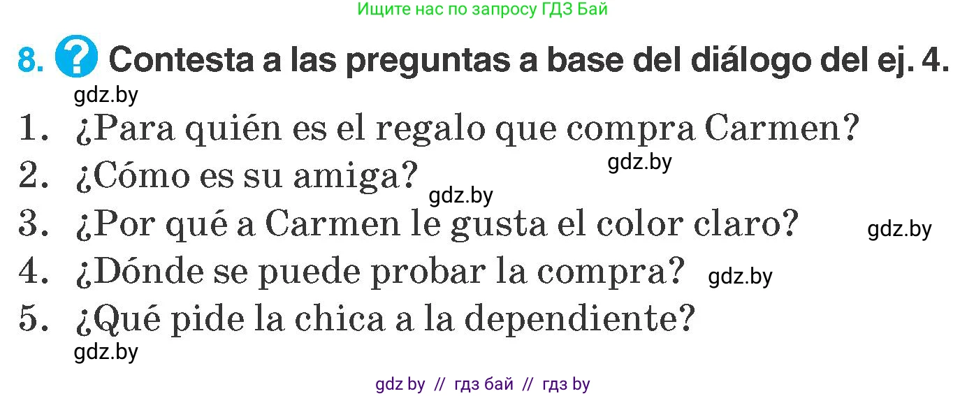 Испанский язык, 7 класс Учебник, автор: Гриневич Елена Карловна, издательство Вышэйшая школа, Минск, 2017, оранжевого цвета, страница 210, номер 8, Условие