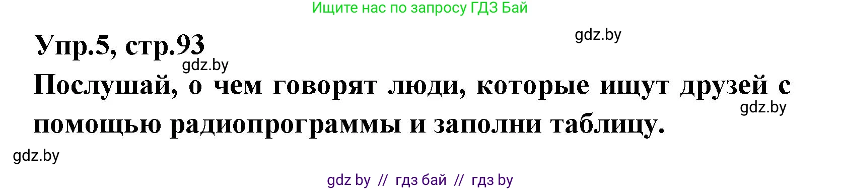 Испанский язык, 7 класс Учебник, автор: Гриневич Елена Карловна, издательство Вышэйшая школа, Минск, 2017, оранжевого цвета, страница 93, номер 5, Решение