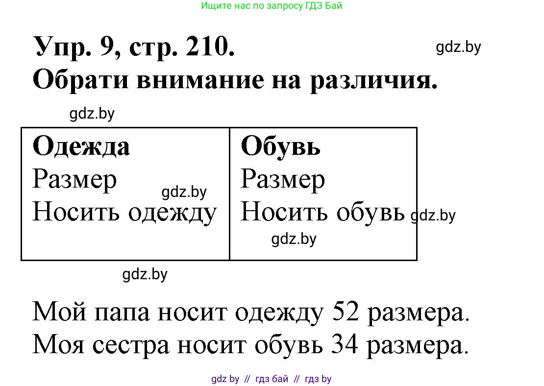 Испанский язык, 7 класс Учебник, автор: Гриневич Елена Карловна, издательство Вышэйшая школа, Минск, 2017, оранжевого цвета, страница 210, номер 9, Решение