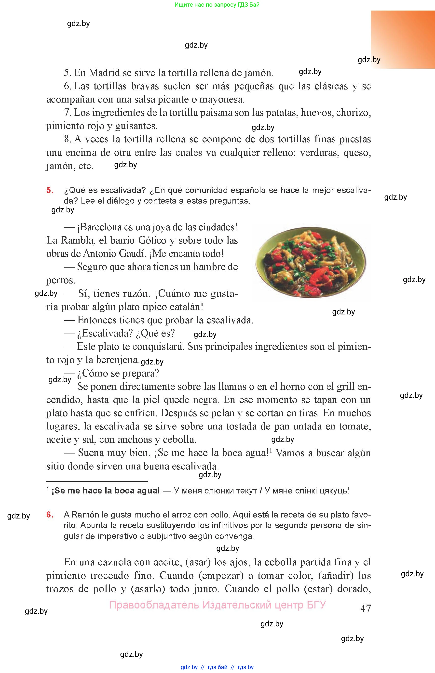 Испанский язык, 8 класс Учебник, авторы: Цыбулева Татьяна Эдуардовна, Пушкина Ольга Александровна, издательство Издательский центр БГУ, Минск, 2016, оранжевого цвета, страница 47
