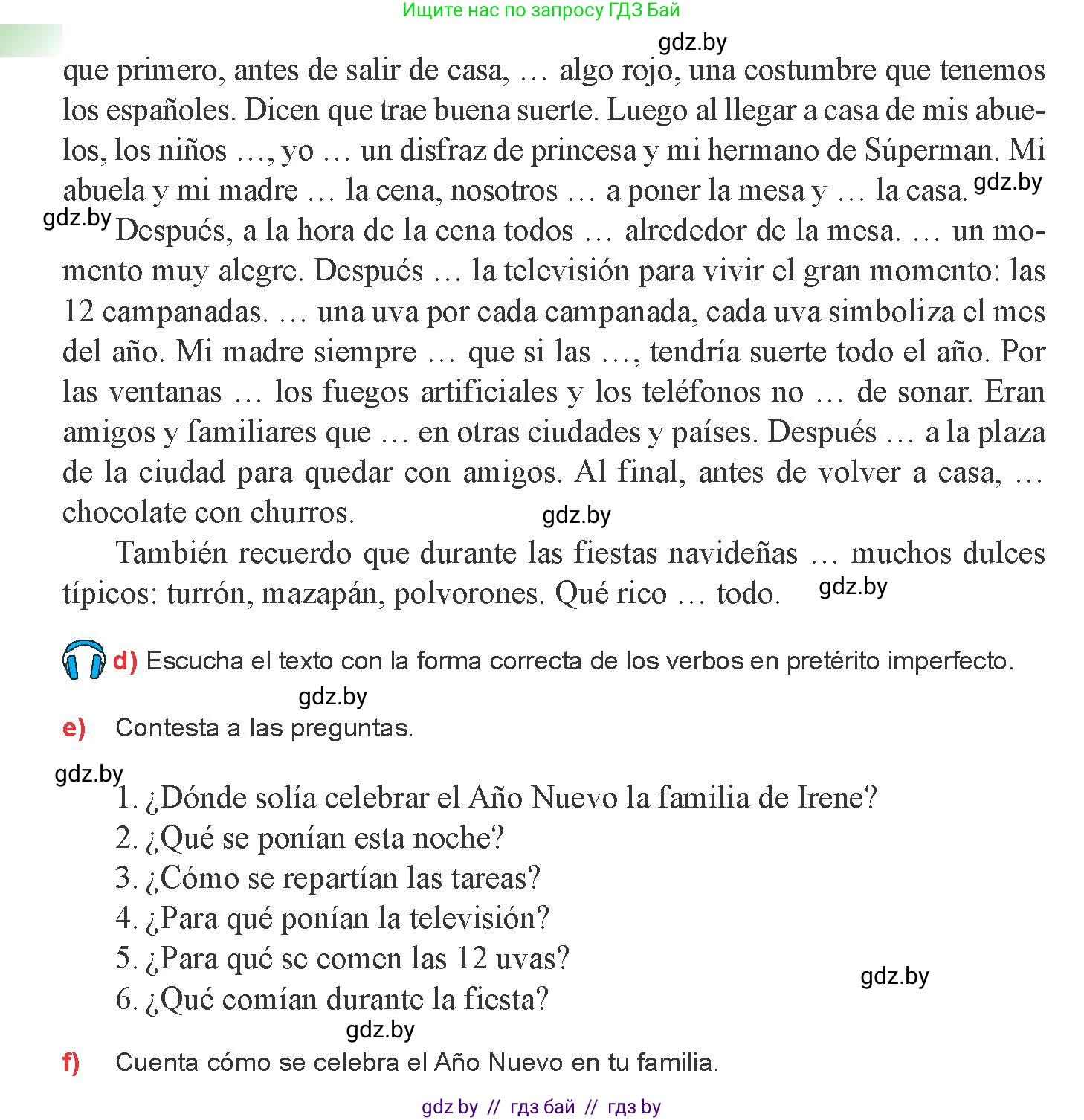 Испанский язык, 8 класс Учебник, авторы: Цыбулева Татьяна Эдуардовна, Пушкина Ольга Александровна, издательство Издательский центр БГУ, Минск, 2016, оранжевого цвета, страница 83, номер 12, Условие (продолжение 2)