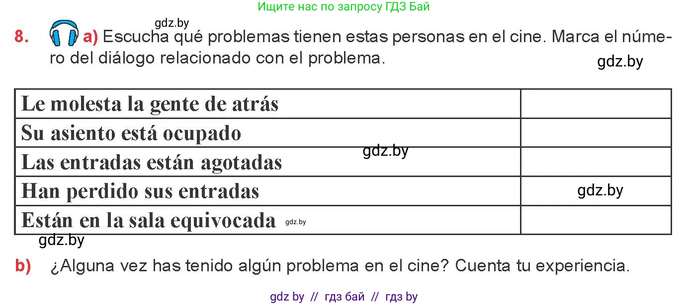 Испанский язык, 8 класс Учебник, авторы: Цыбулева Татьяна Эдуардовна, Пушкина Ольга Александровна, издательство Издательский центр БГУ, Минск, 2016, оранжевого цвета, страница 133, номер 8, Условие