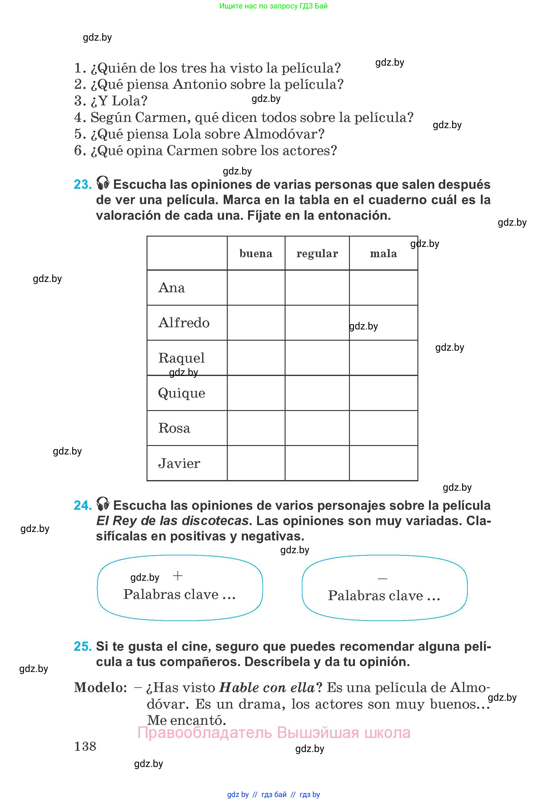 Испанский язык, 8 класс Учебник, автор: Гриневич Елена Карловна, издательство Вышэйшая школа, Минск, 2011, оранжевого цвета, страница 138