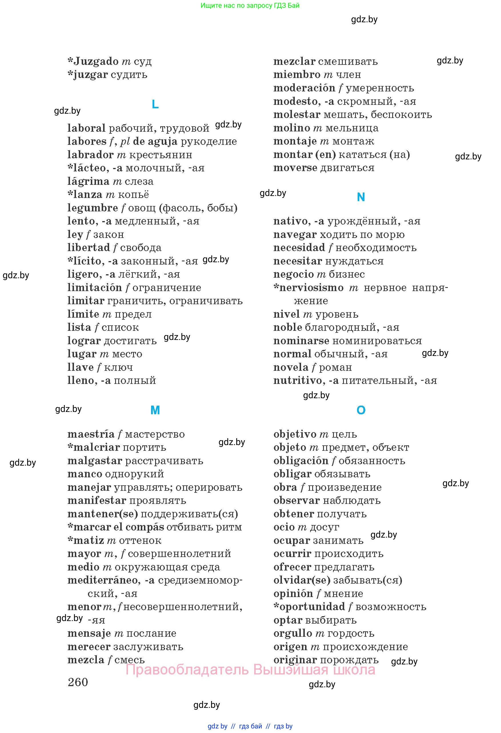 Испанский язык, 8 класс Учебник, автор: Гриневич Елена Карловна, издательство Вышэйшая школа, Минск, 2011, оранжевого цвета, страница 260