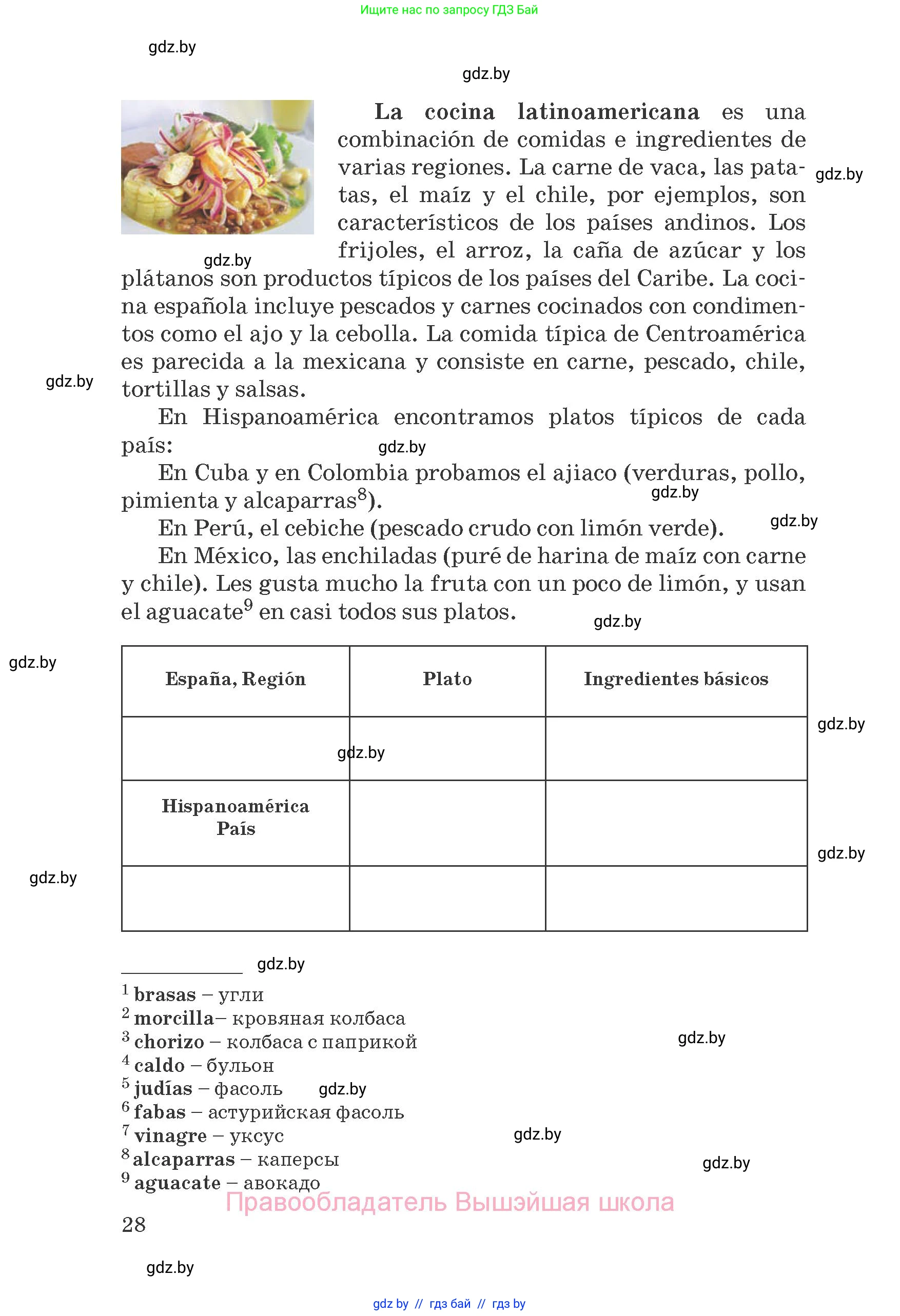 Испанский язык, 8 класс Учебник, автор: Гриневич Елена Карловна, издательство Вышэйшая школа, Минск, 2011, оранжевого цвета, страница 28