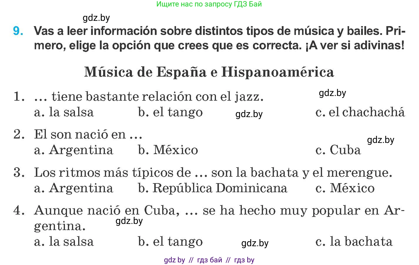 Испанский язык, 8 класс Учебник, автор: Гриневич Елена Карловна, издательство Вышэйшая школа, Минск, 2011, оранжевого цвета, страница 102, номер 9, Условие