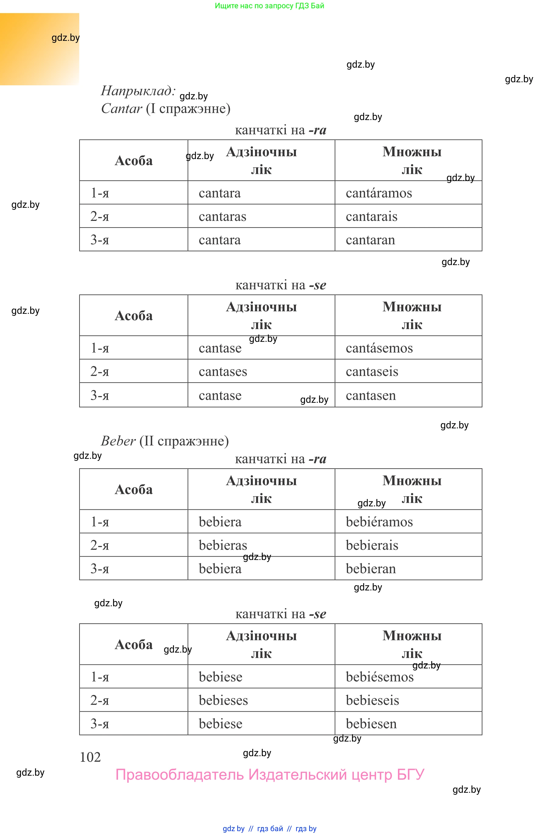 Испанский язык, 9 класс Учебник, авторы: Цыбулева Татьяна Эдуардовна, Пушкина Ольга Александровна, издательство Издательский центр БГУ, Минск, 2017, страница 102