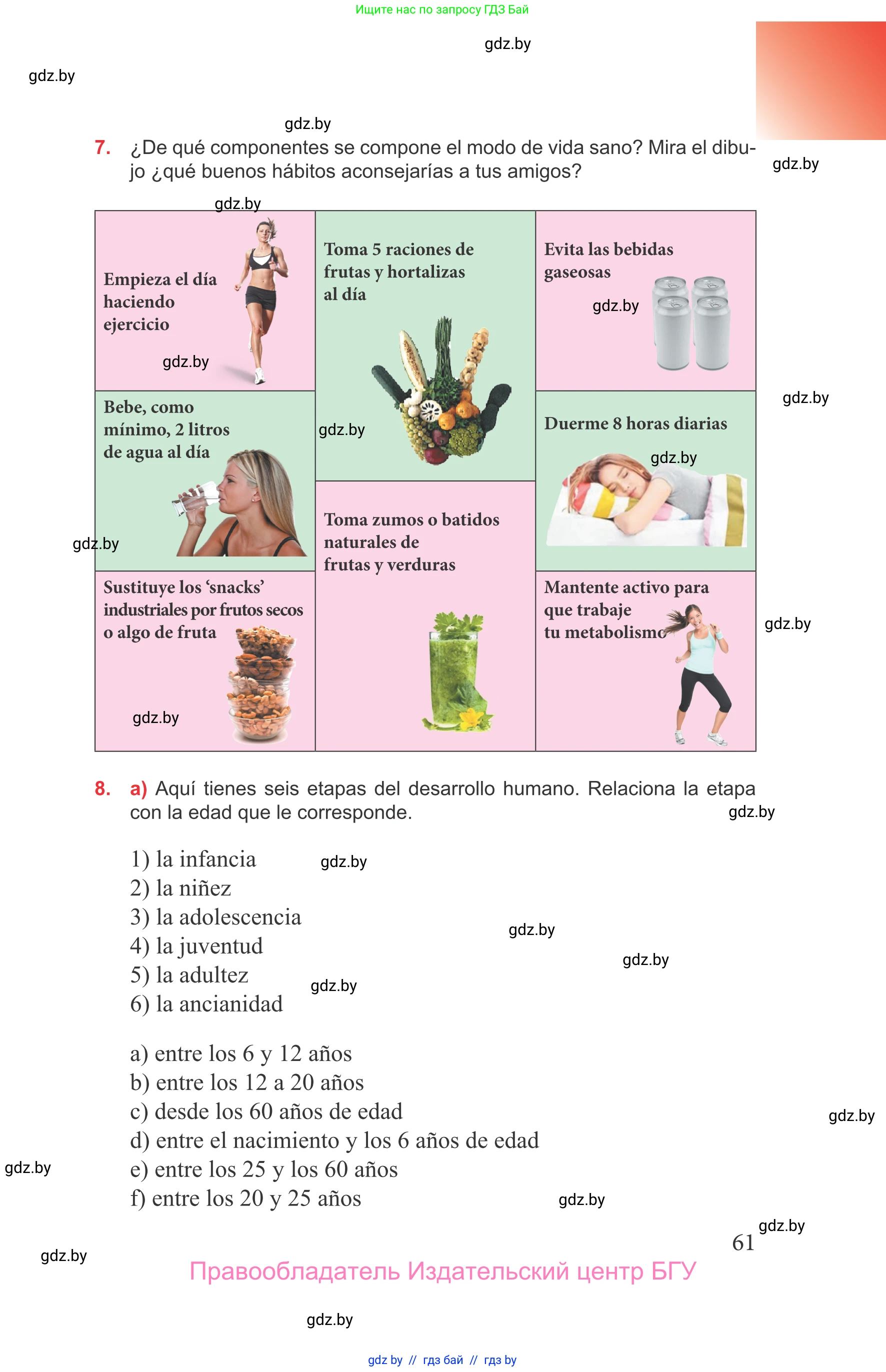 Испанский язык, 9 класс Учебник, авторы: Цыбулева Татьяна Эдуардовна, Пушкина Ольга Александровна, издательство Издательский центр БГУ, Минск, 2017, страница 61