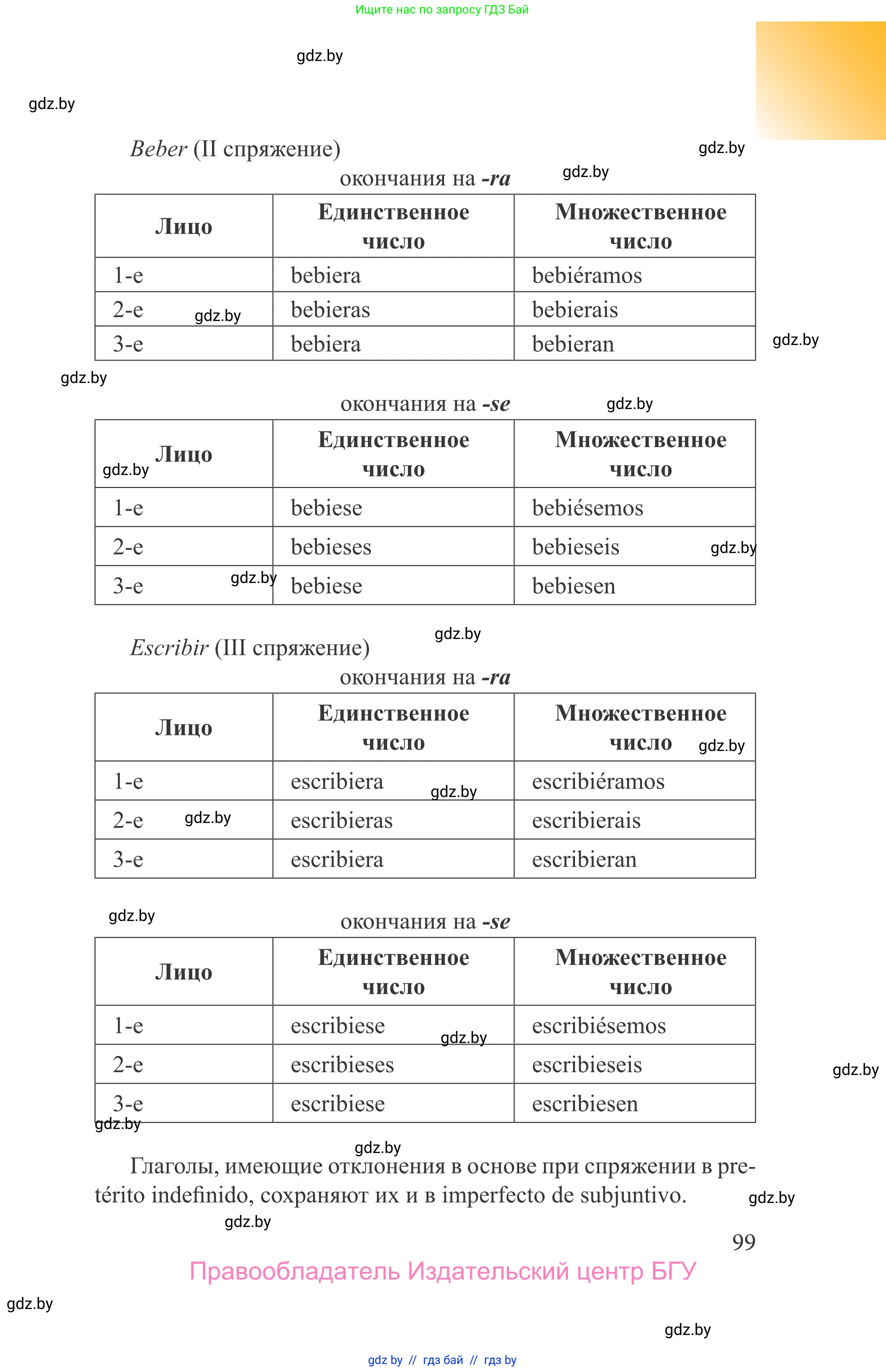 Испанский язык, 9 класс Учебник, авторы: Цыбулева Татьяна Эдуардовна, Пушкина Ольга Александровна, издательство Издательский центр БГУ, Минск, 2017, страница 99